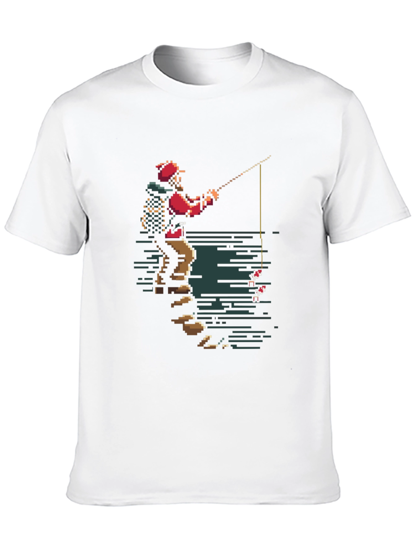 Pixel Fisherman Graphic Tee - Retro Style