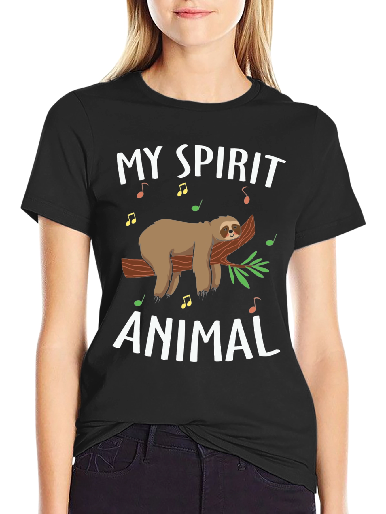 My Spirit Animal Sloth T-Shirt Black Graphic Tee