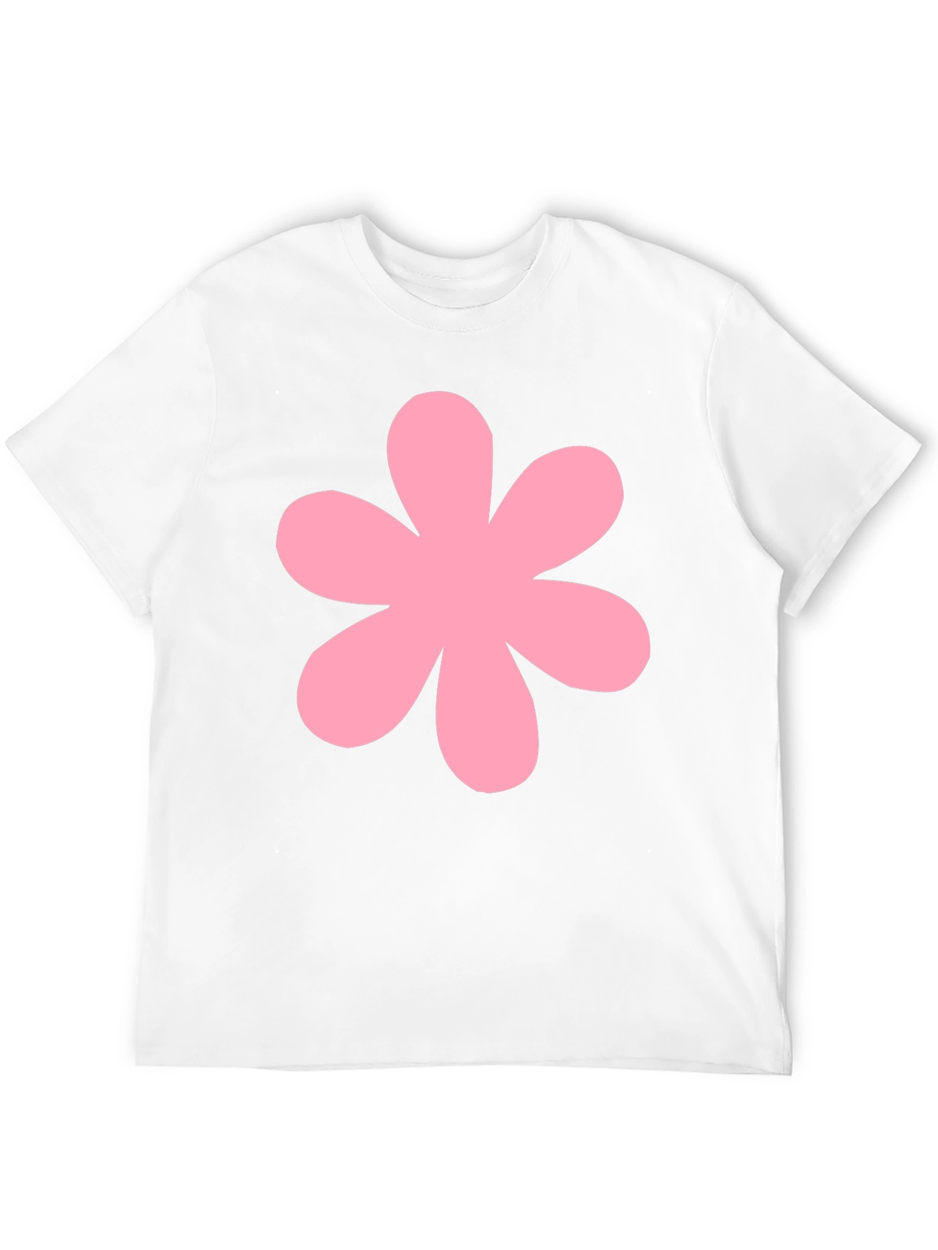 Pink Flower Black T-Shirt