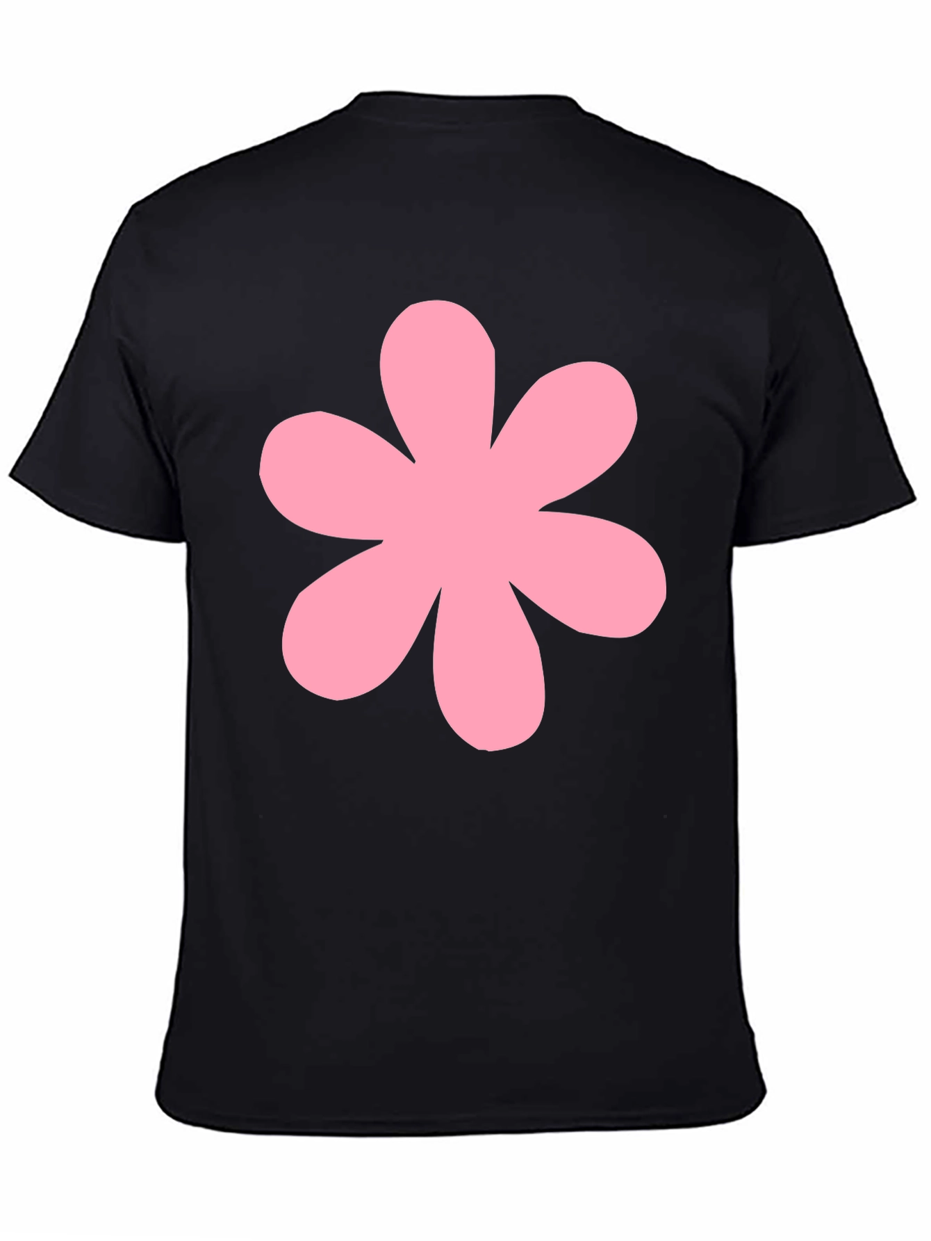 Pink Flower Black T-Shirt