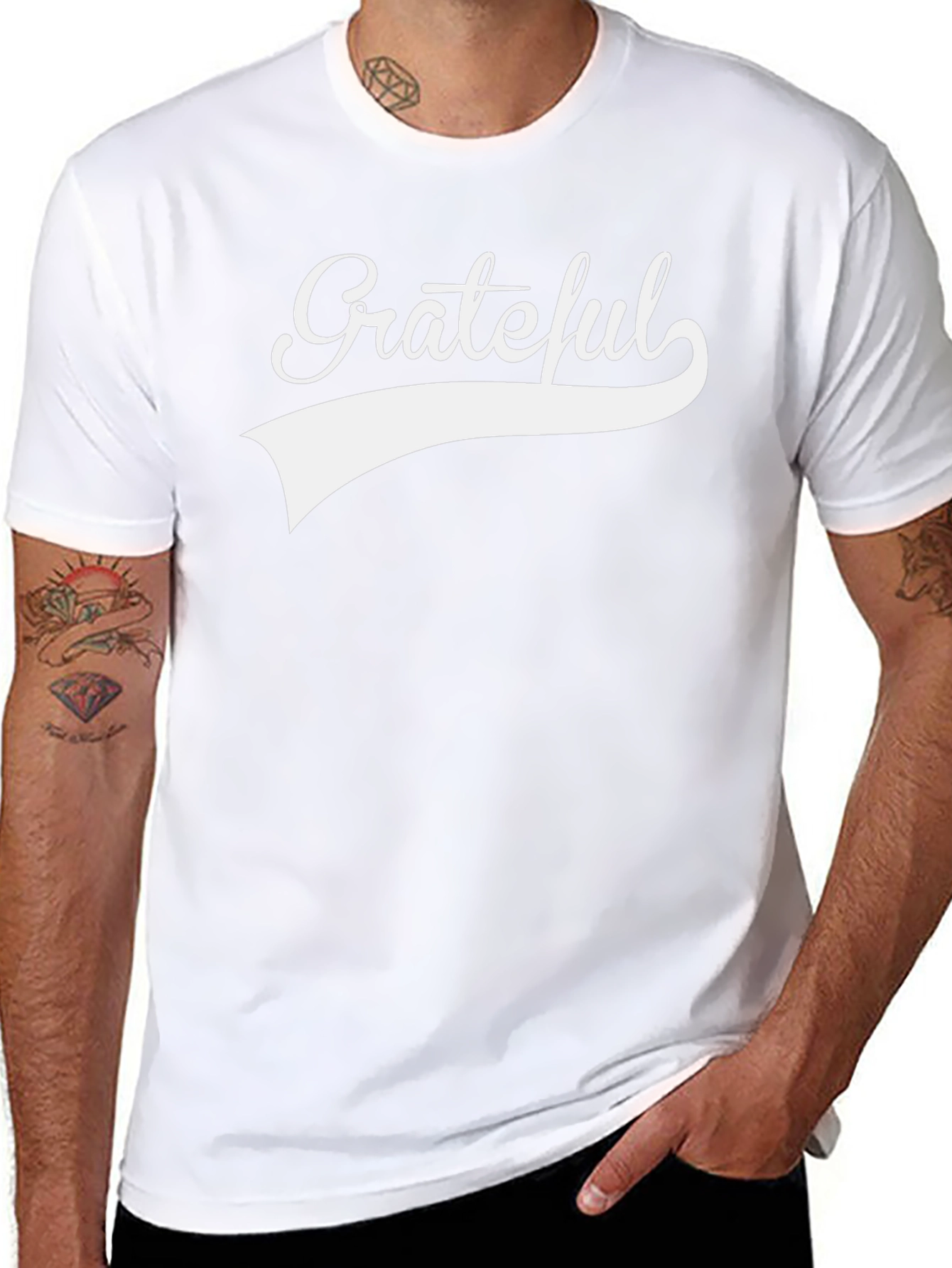 Grateful Graphic Tee - Black Cotton Blend T-Shirt