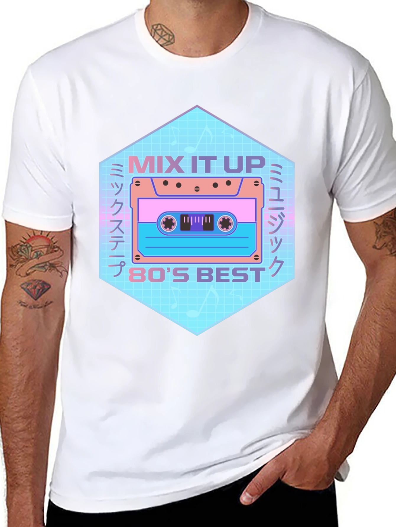 Retro 80s Mix Tape Graphic Tee - Black