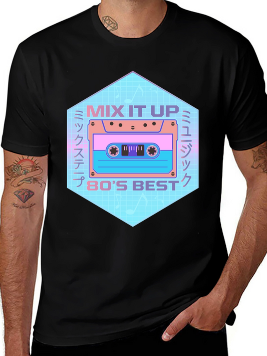 Retro 80s Mix Tape Graphic Tee - Black