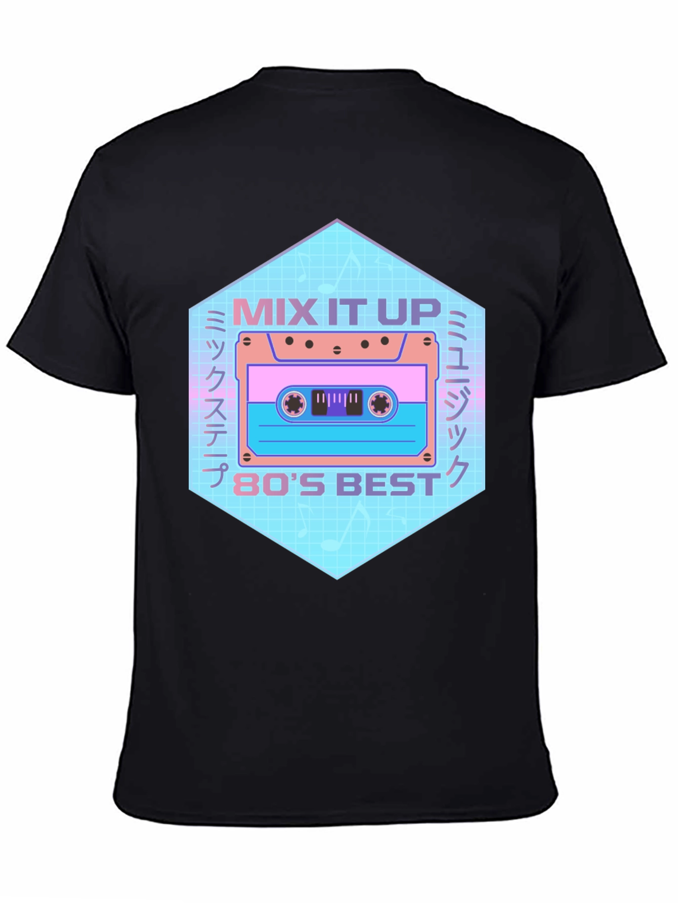 Retro 80s Mix Tape Graphic Tee - Black