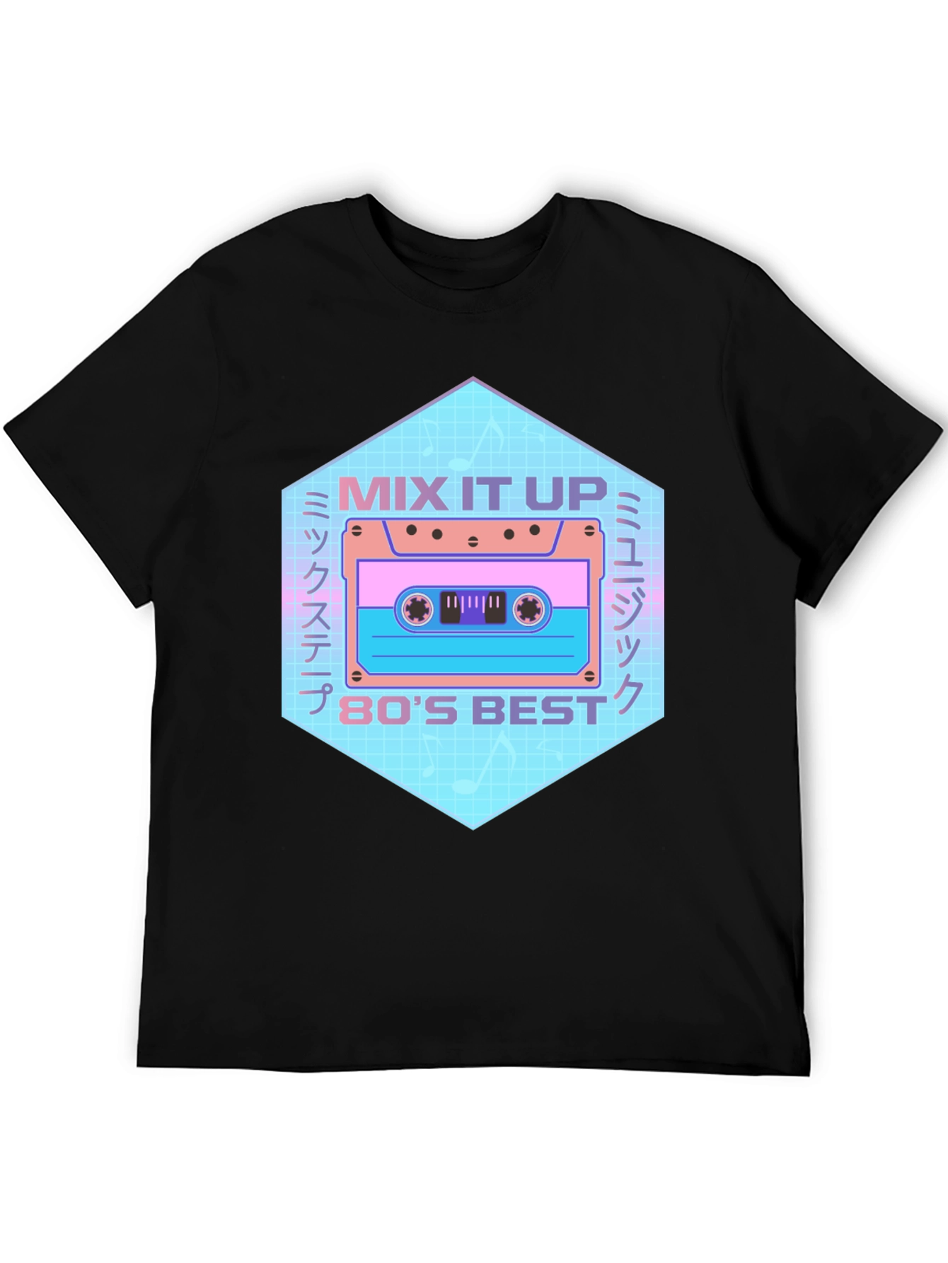 Retro 80s Mix Tape Graphic Tee - Black