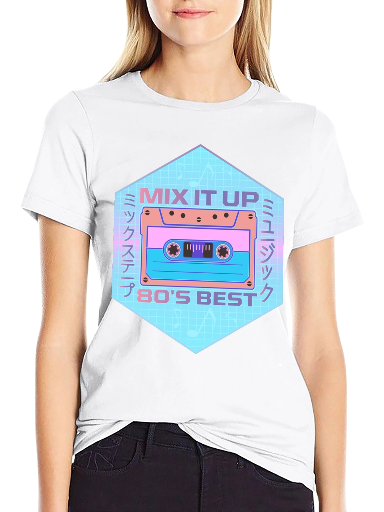 Retro 80s Mix Tape Graphic Tee - Black