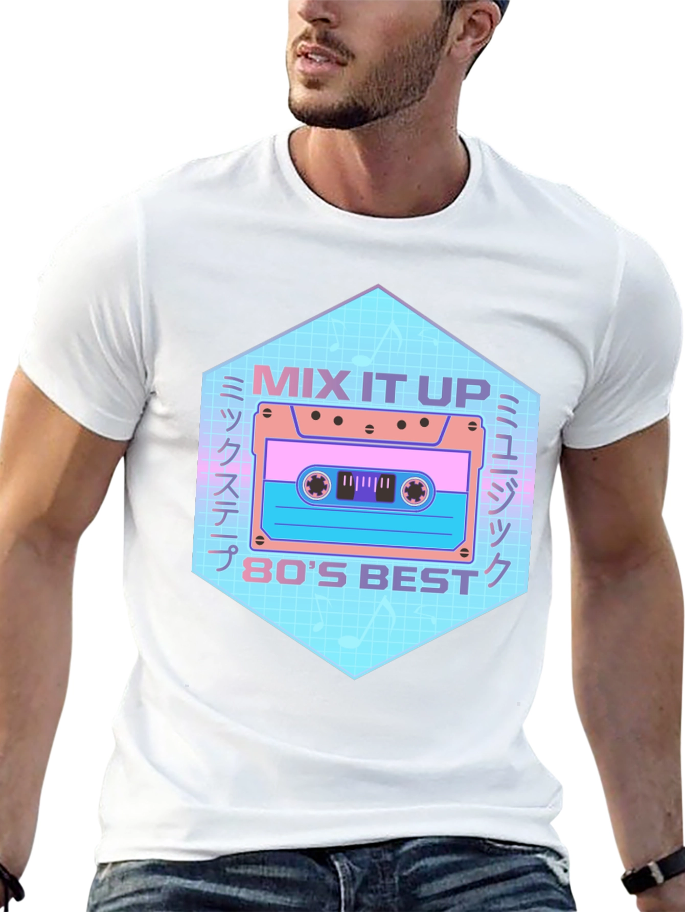 Retro 80s Mix Tape Graphic Tee - Black