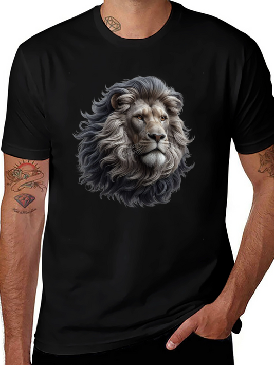 Lion Head Graphic Black T-Shirt for Men