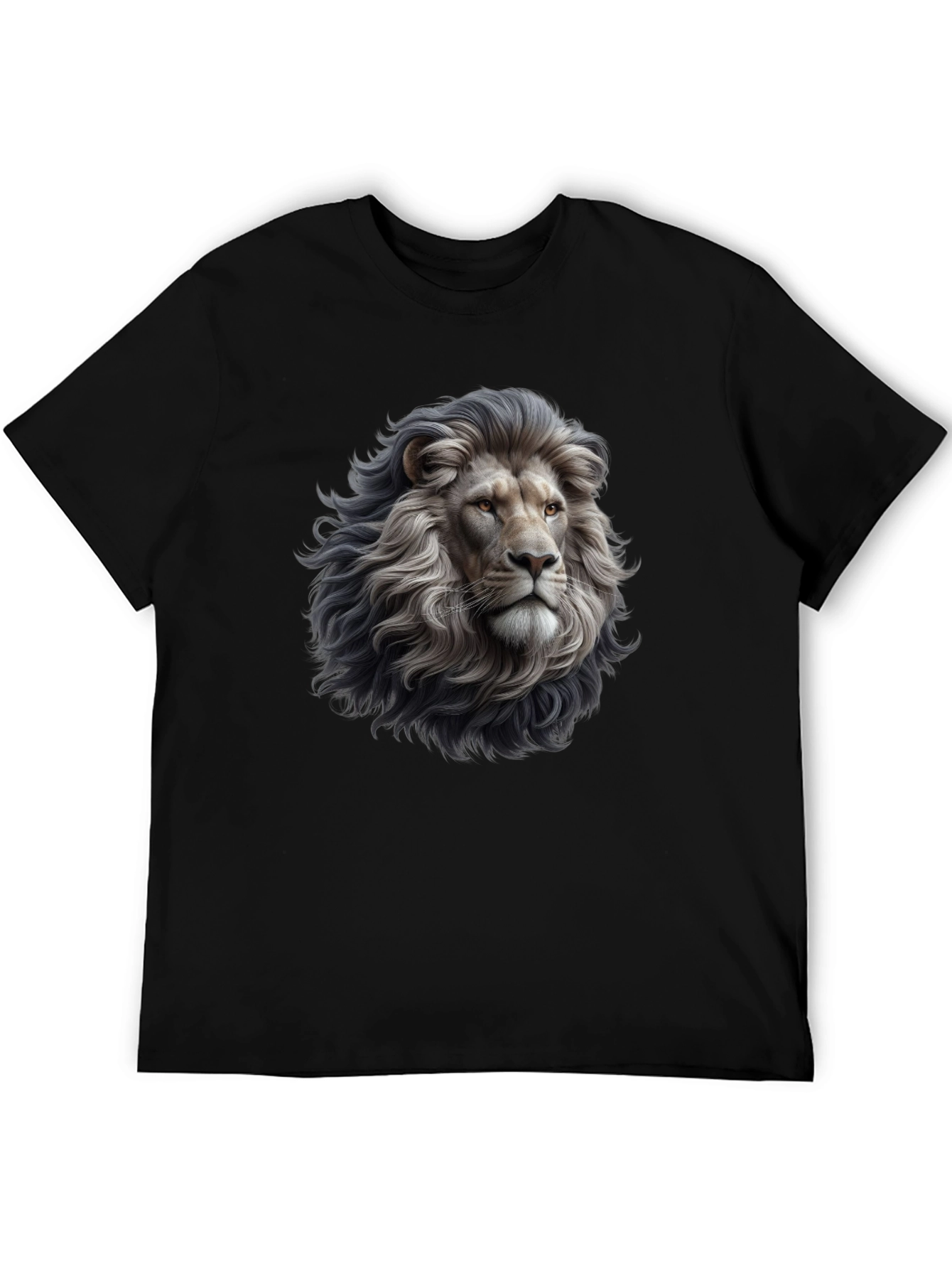 Lion Head Graphic Black T-Shirt for Men