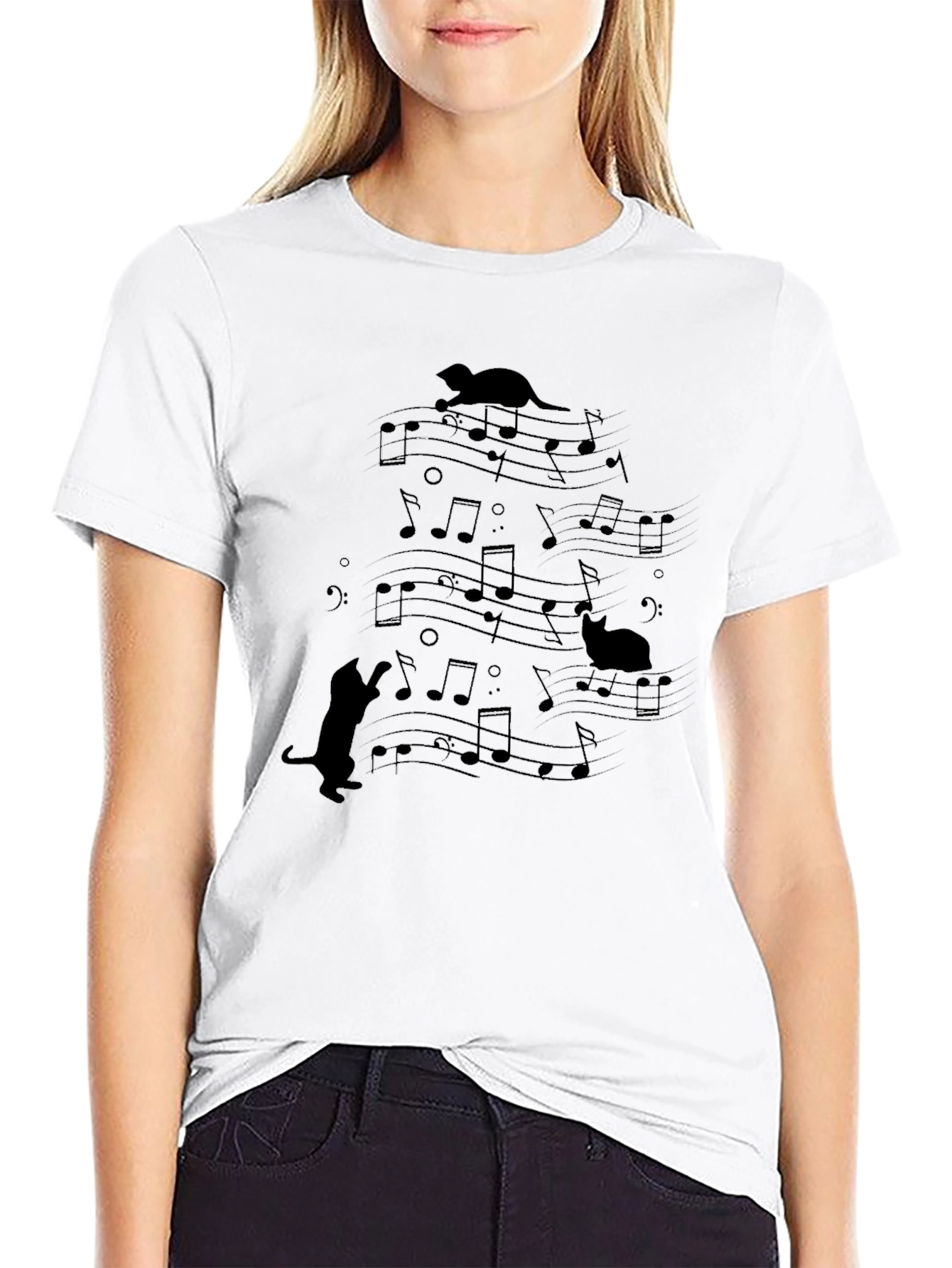 Musical Cats Black T-Shirt