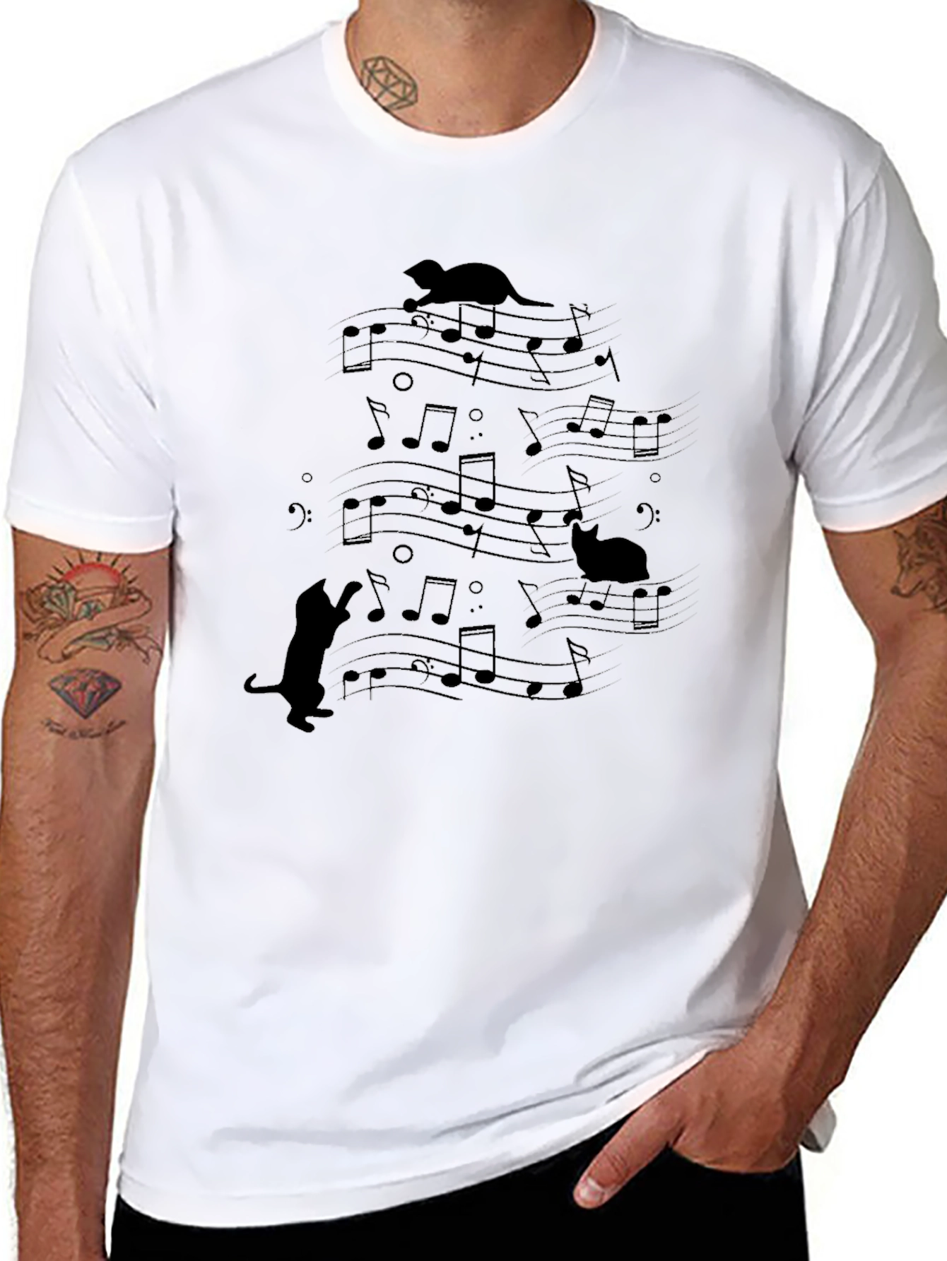 Musical Cats Black T-Shirt