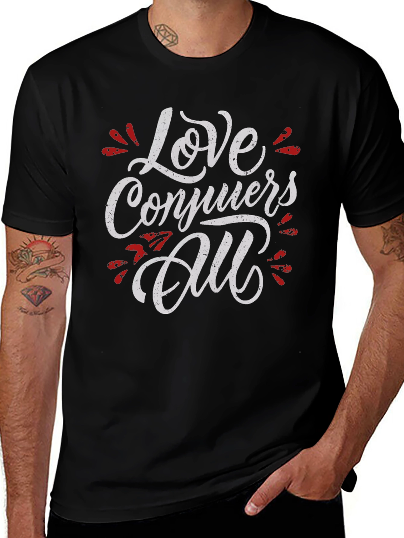 Love Conquers All Graphic Tee - Black