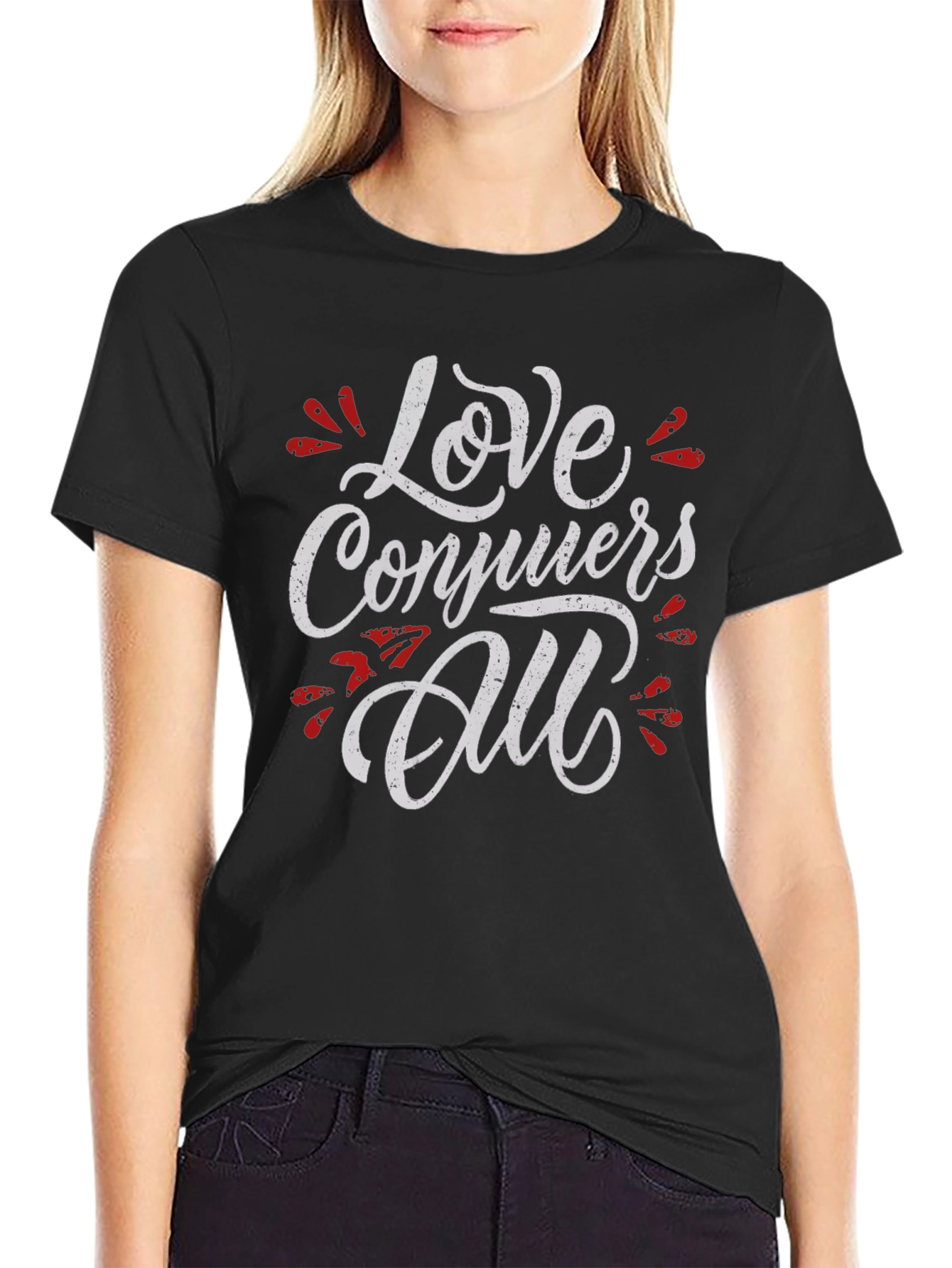 Love Conquers All Graphic Tee - Black