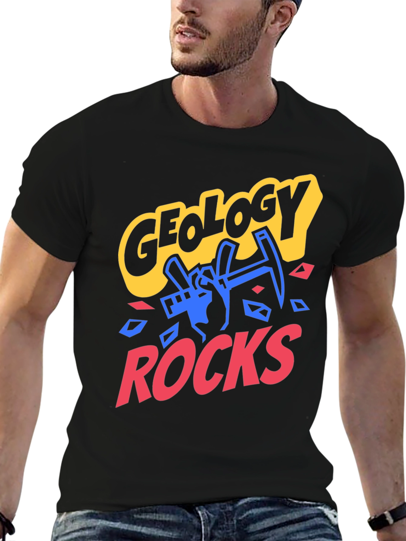 Geology Rocks Graphic Tee - Black Cotton T-Shirt