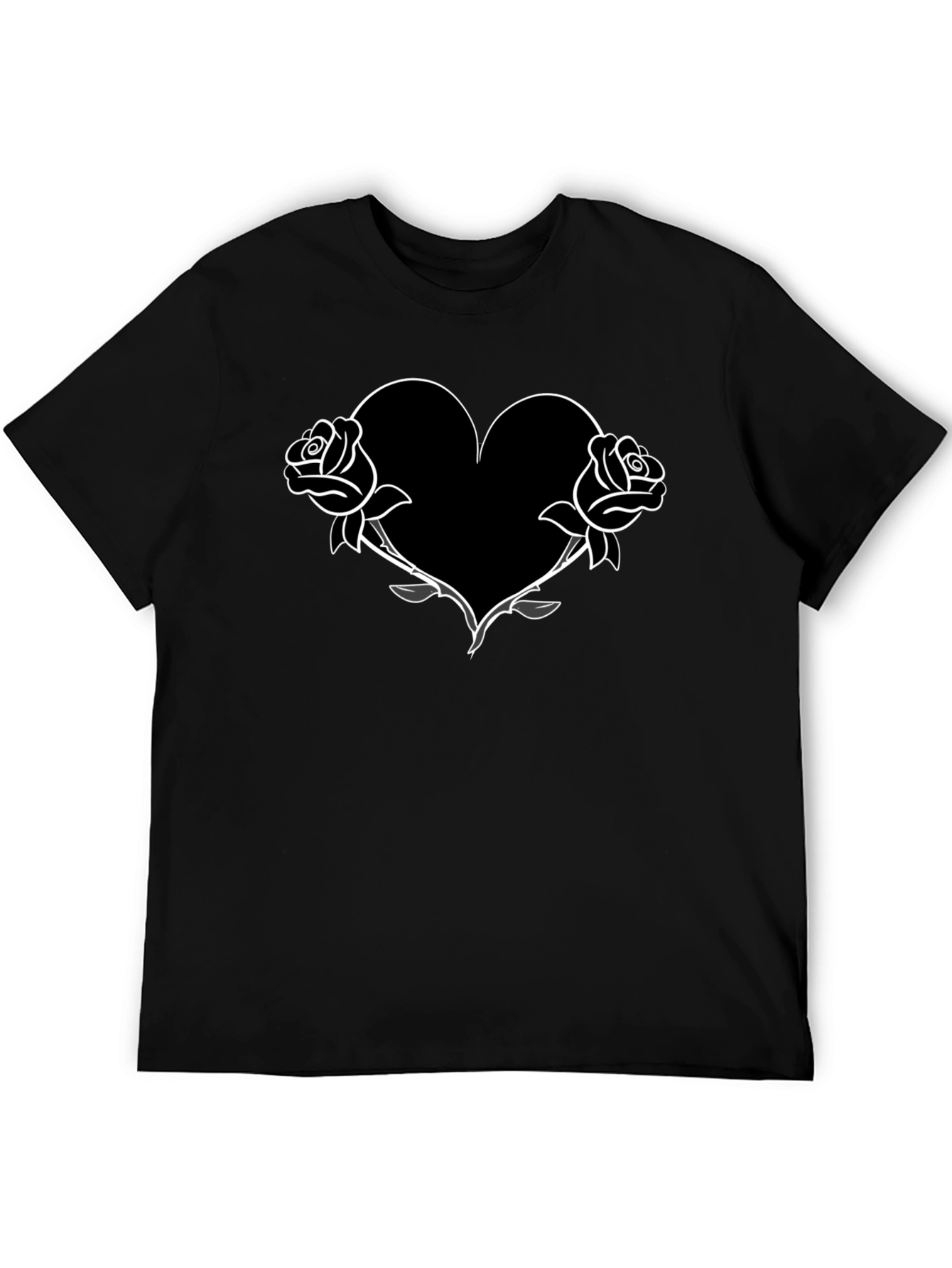 Rose Heart Graphic Tee - Mens Black T-Shirt