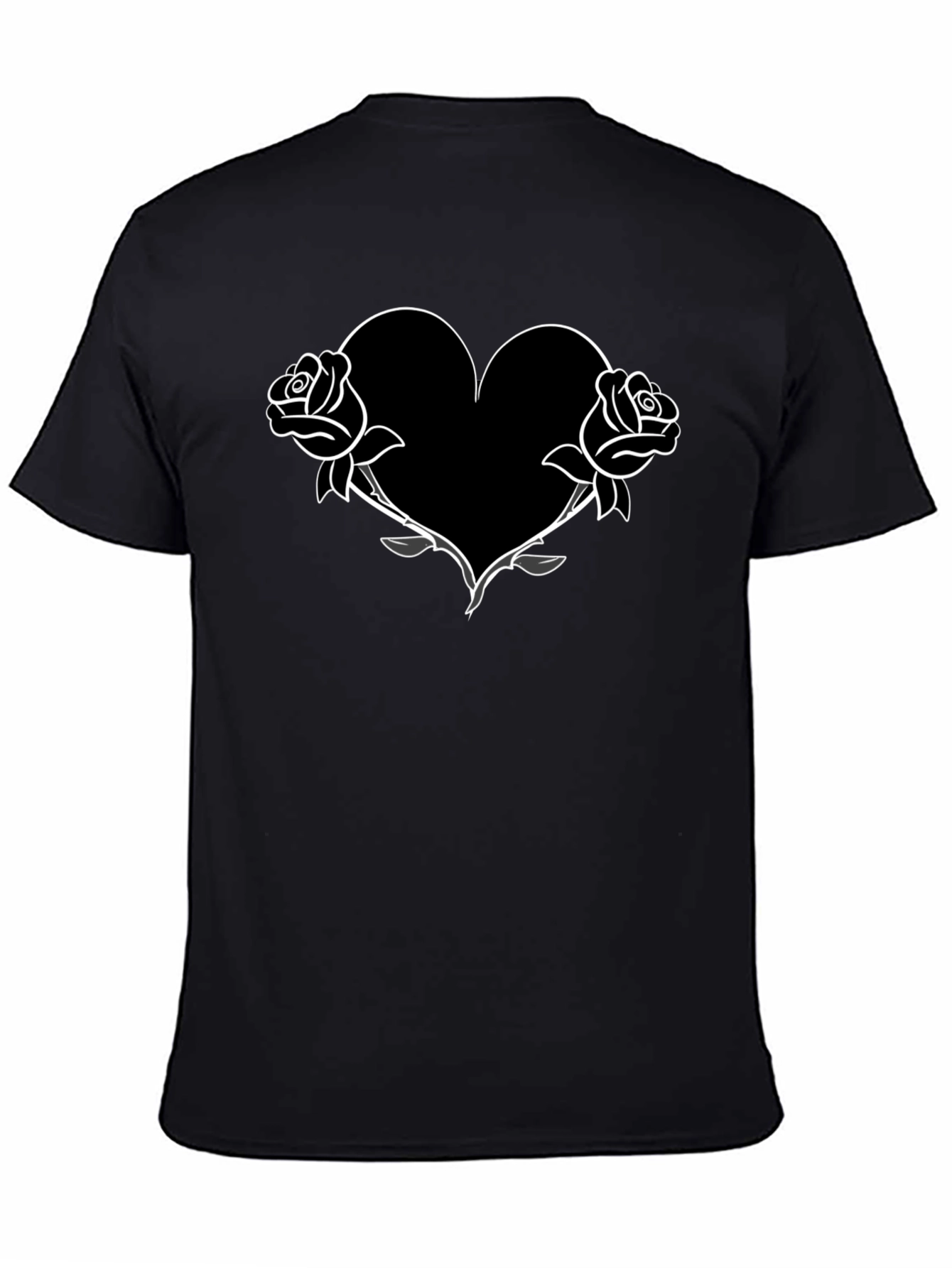 Rose Heart Graphic Tee - Mens Black T-Shirt
