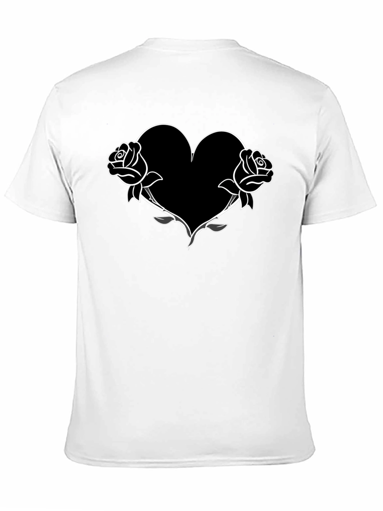 Rose Heart Graphic Tee - Mens Black T-Shirt