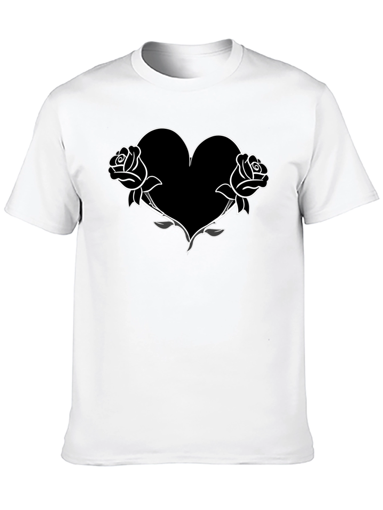 Rose Heart Graphic Tee - Mens Black T-Shirt
