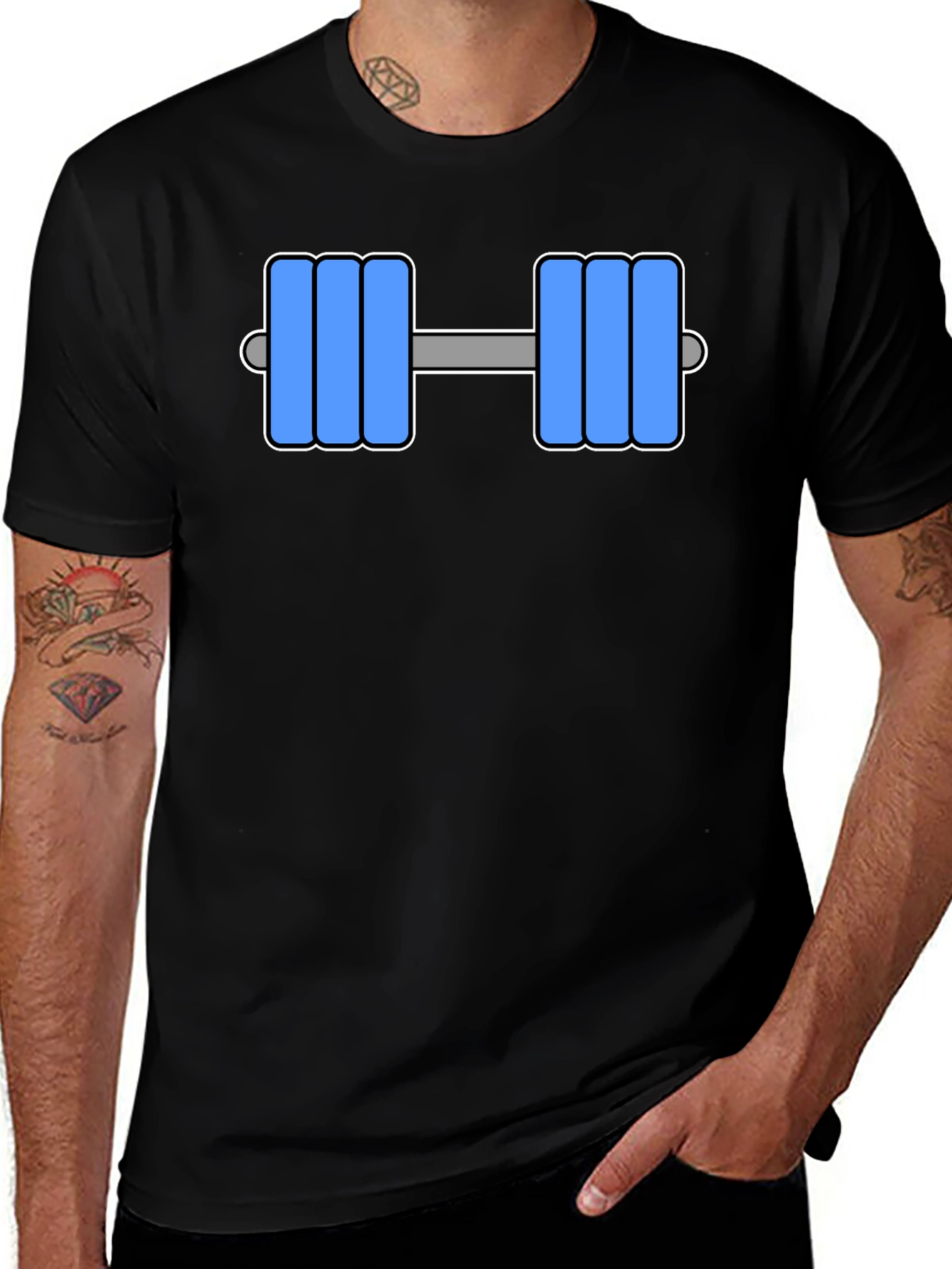 Weightlifting Dumbbell Graphic Black T-Shirt
