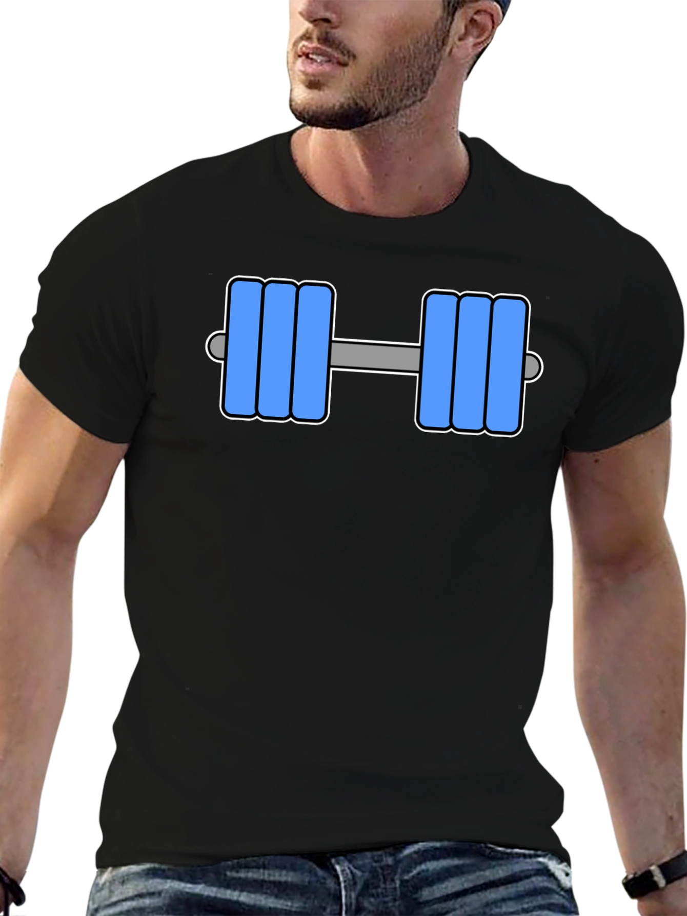 Weightlifting Dumbbell Graphic Black T-Shirt
