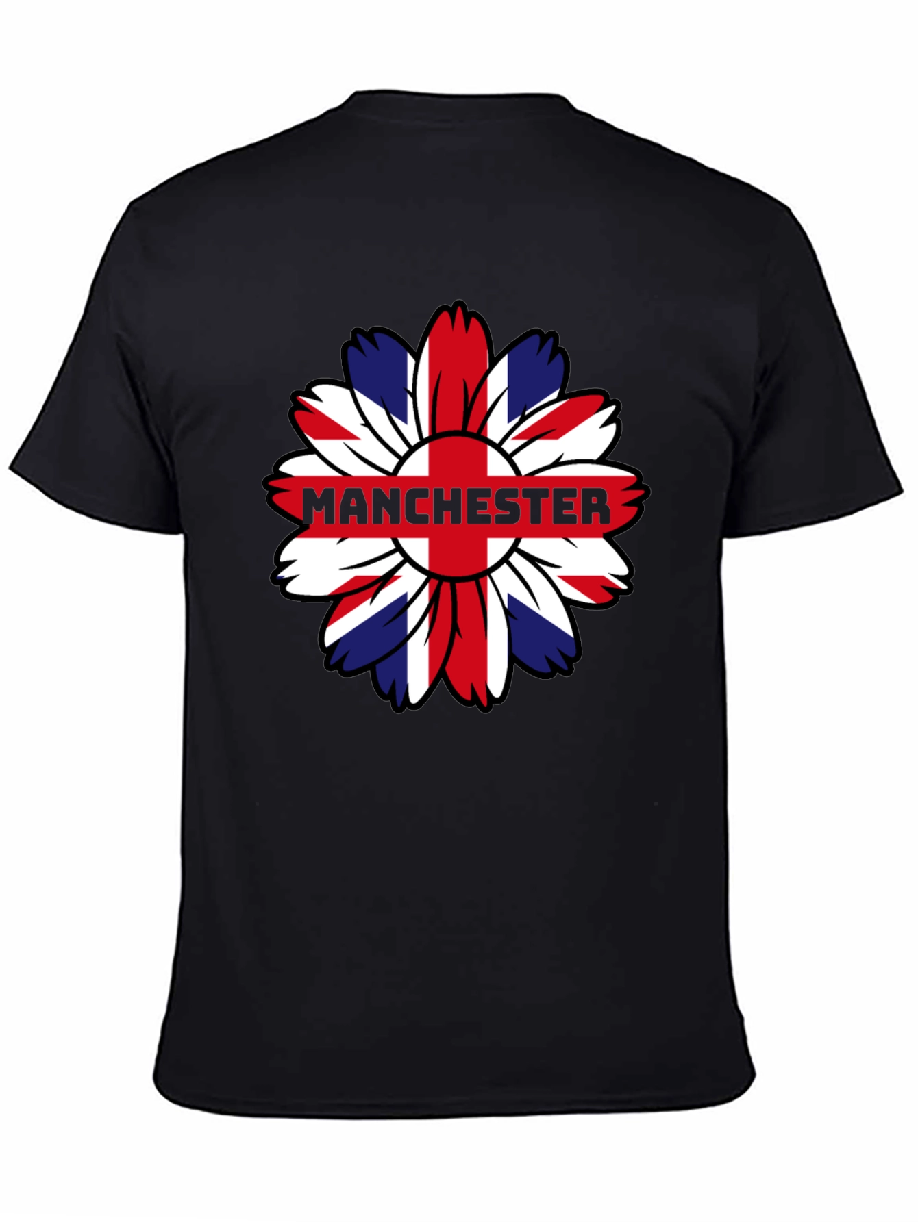 Manchester UK Flag Flower Graphic T-Shirt