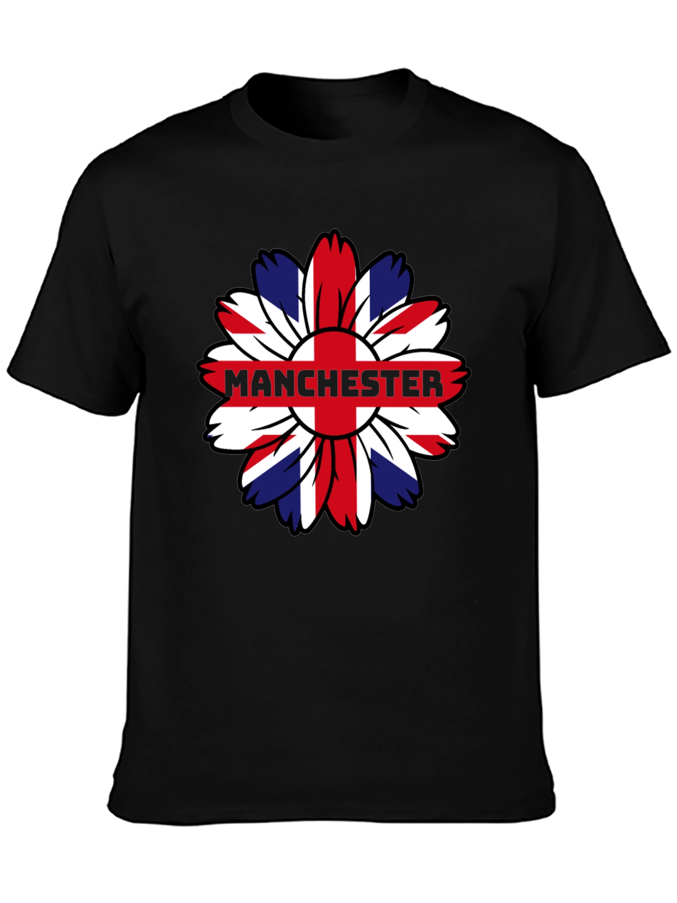 Manchester UK Flag Flower Graphic T-Shirt