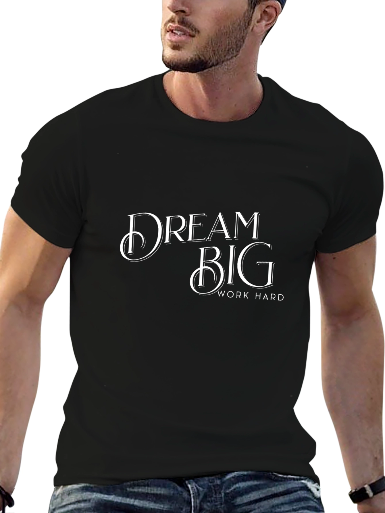Dream Big Work Hard Black Graphic Tee