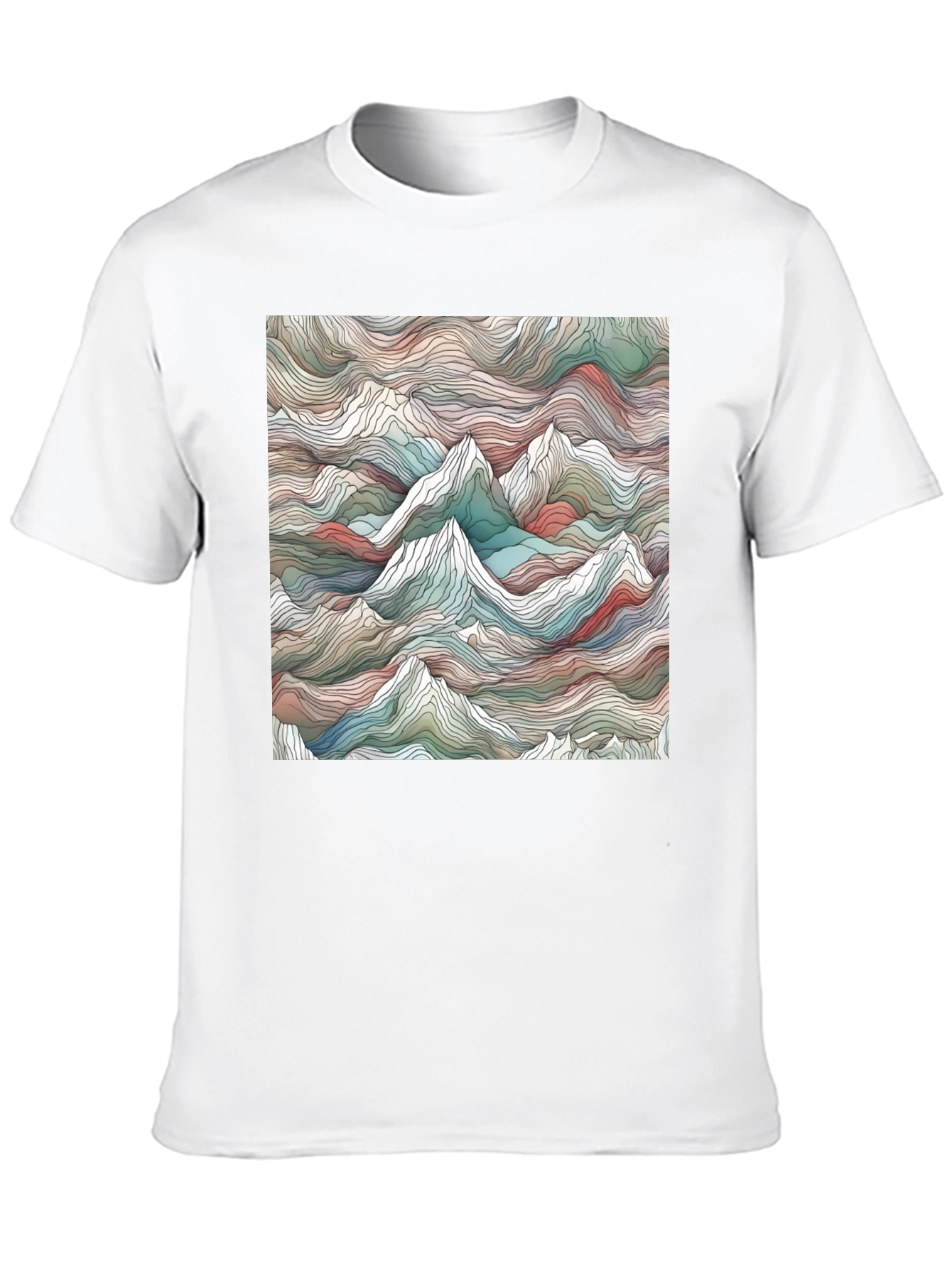 Abstract Mountainscape Graphic Tee - Stylish Black T-Shirt