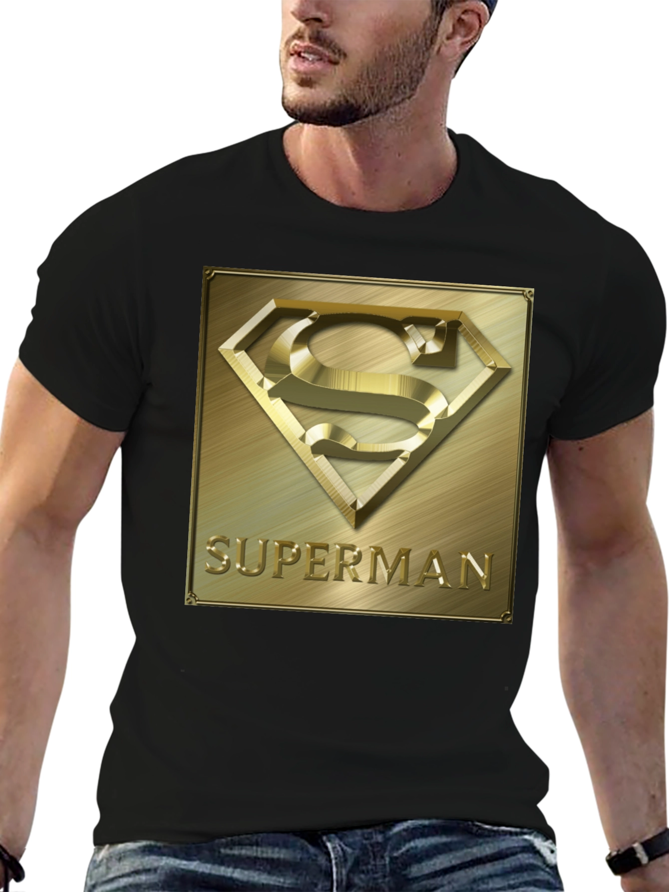 Superman Gold Emblem Black T-Shirt
