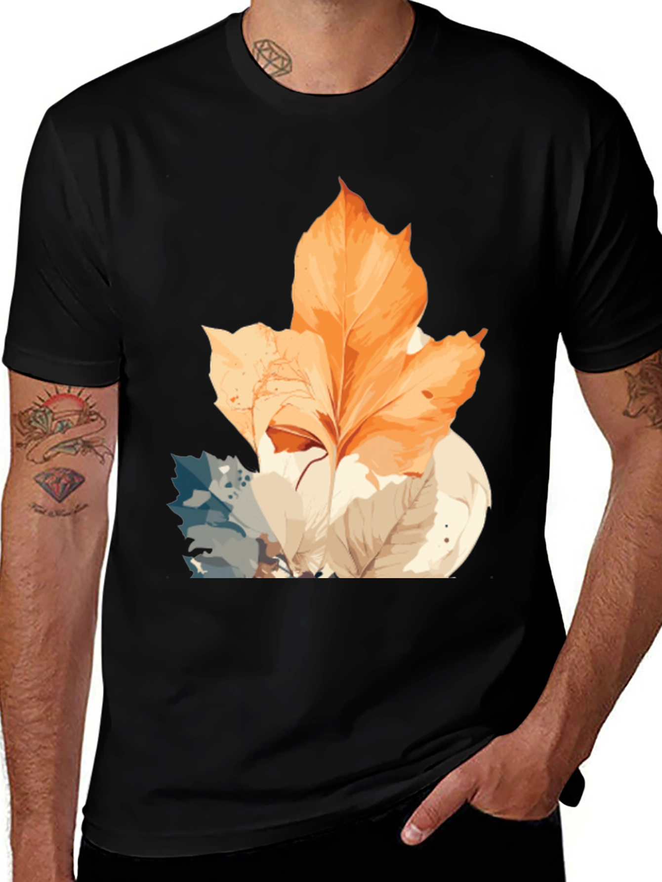 Autumn Leaves Graphic Tee - Stylish Nature Design