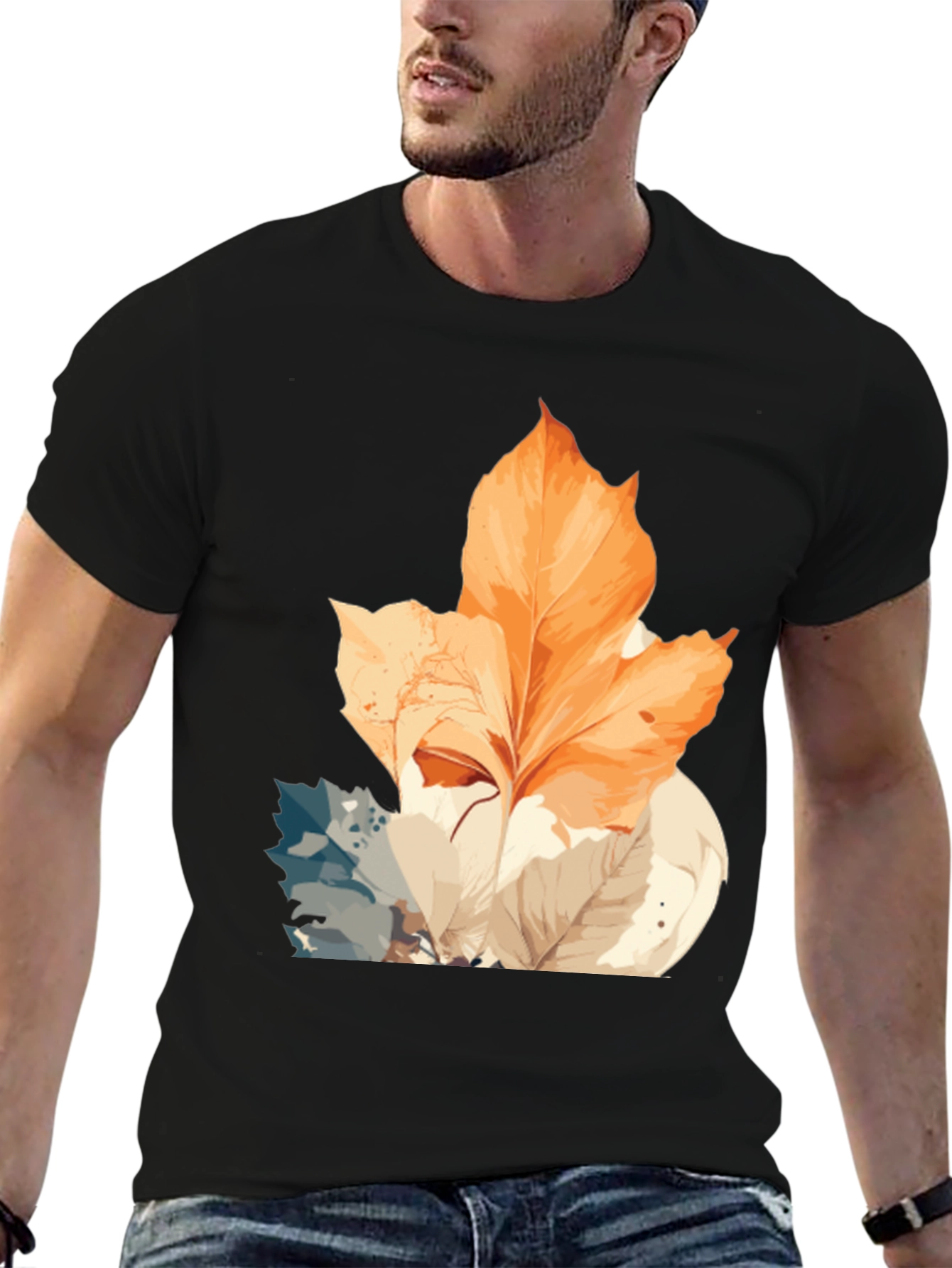 Autumn Leaves Graphic Tee - Stylish Nature Design