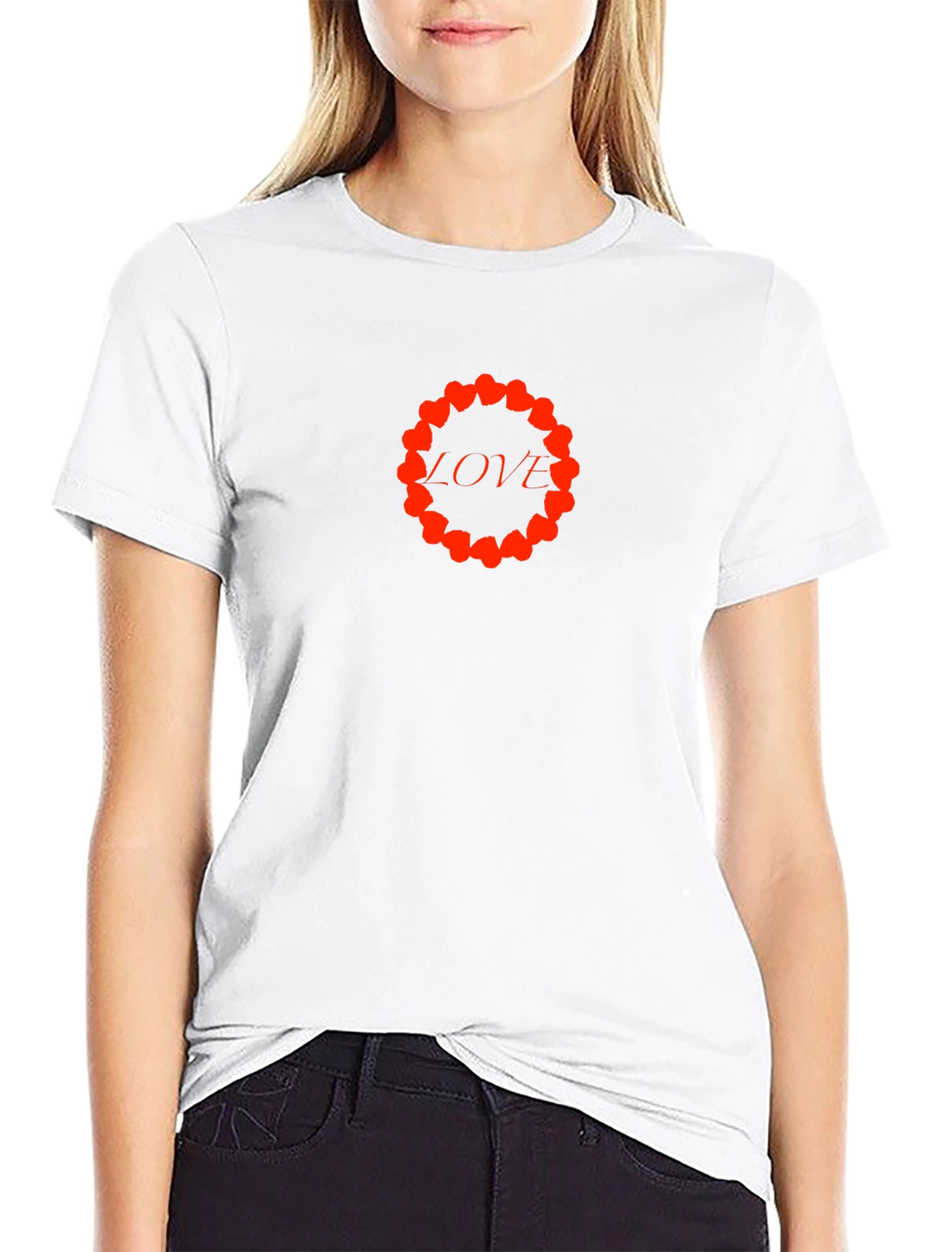 Love Heart Circle Black T-Shirt
