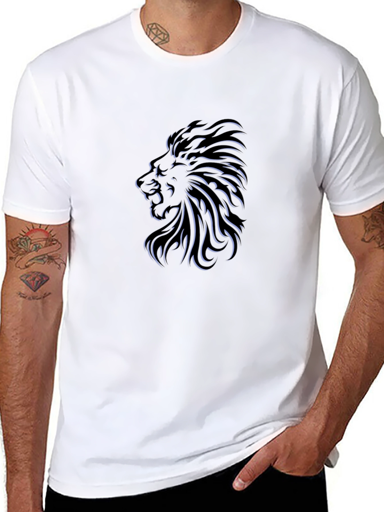 Lion Graphic Black T-Shirt - Stylish & Bold Design