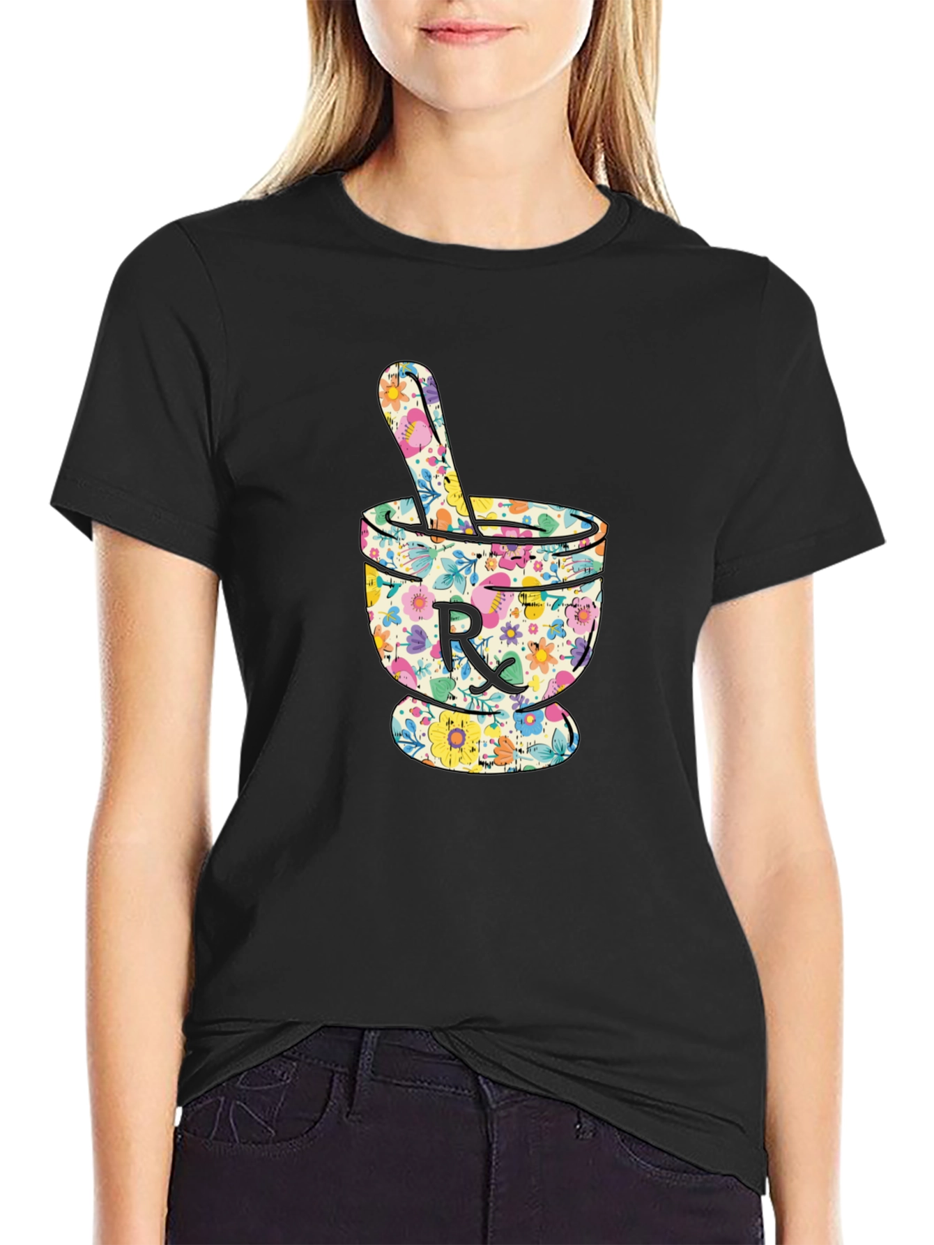 Floral Mortar & Pestle Graphic T-Shirt