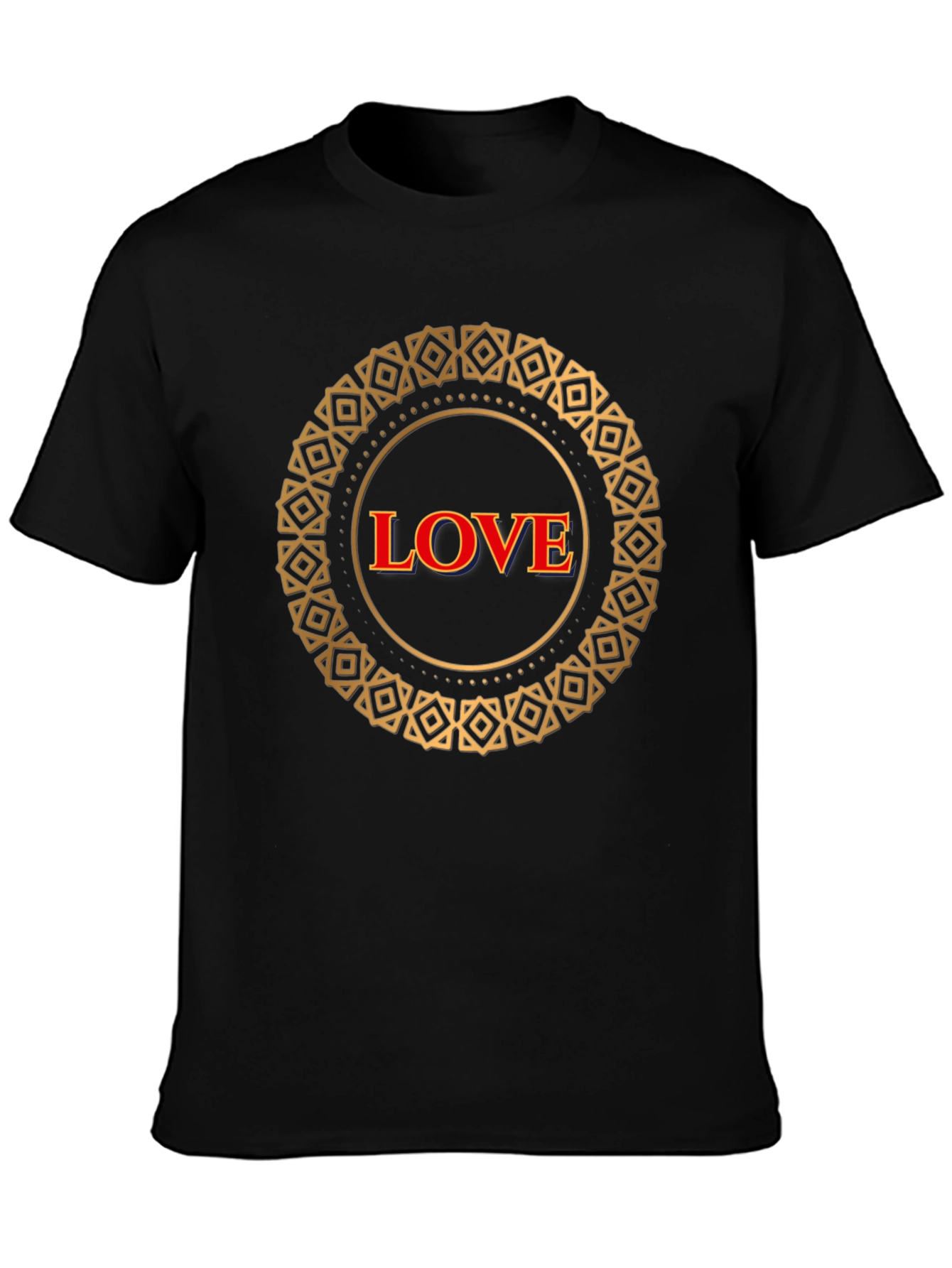 Love Mandala Graphic Black T-Shirt