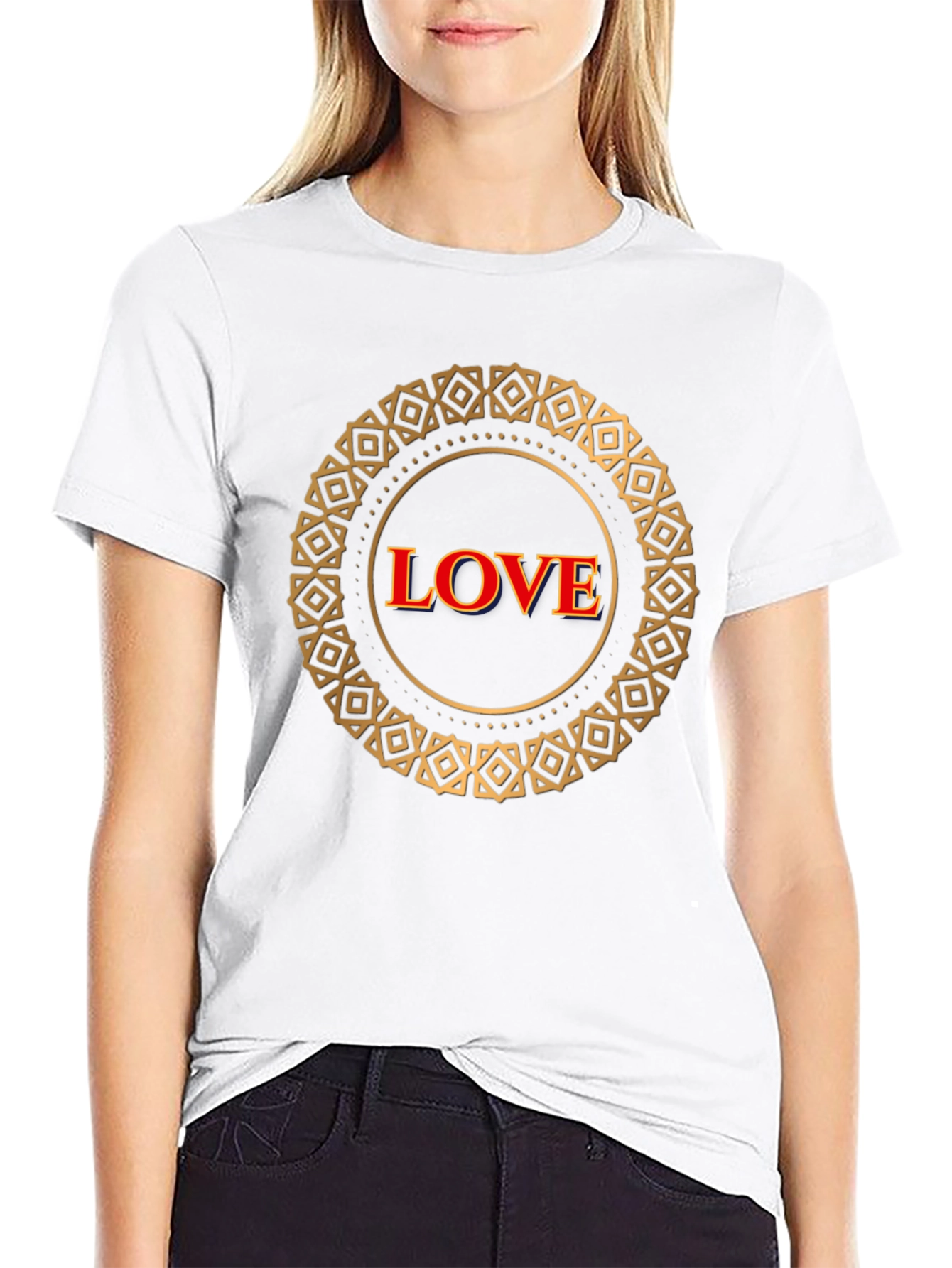 Love Mandala Graphic Black T-Shirt