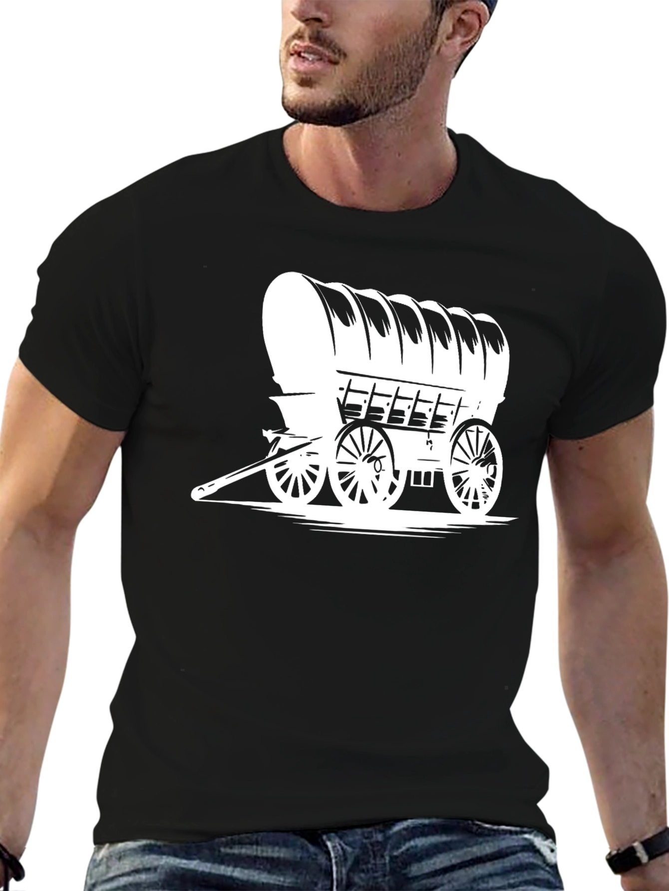 Covered Wagon Graphic Tee - Black