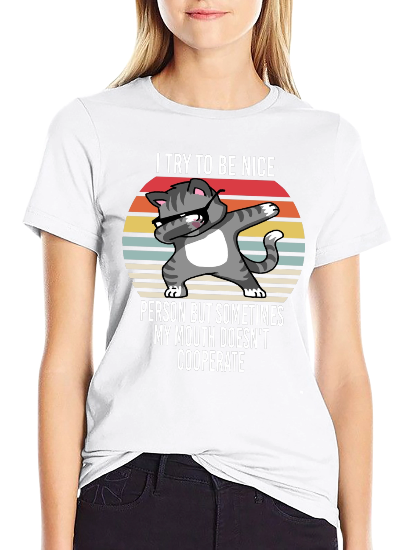 Funny Cat T-Shirt - I Try To Be Nice