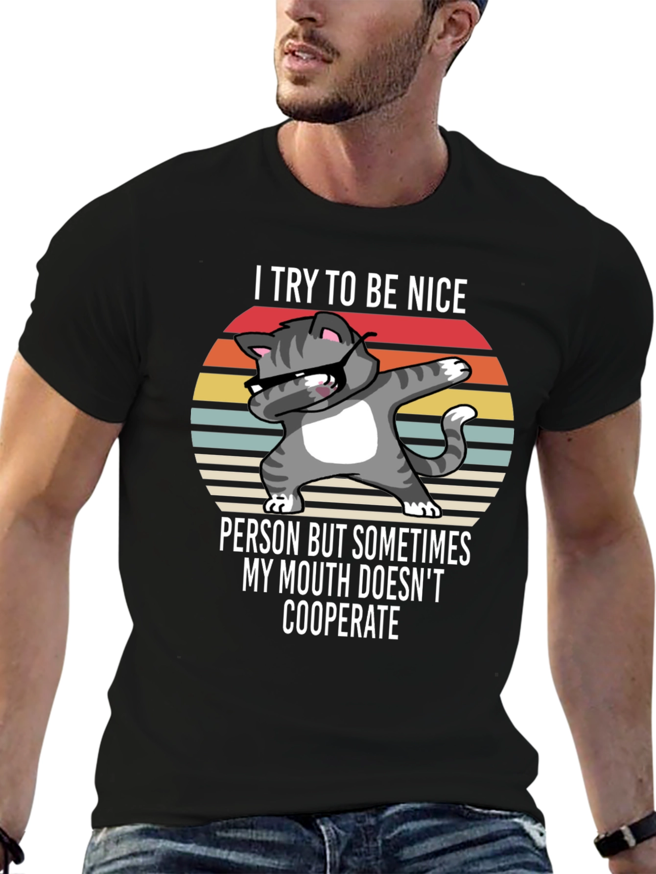 Funny Cat T-Shirt - I Try To Be Nice