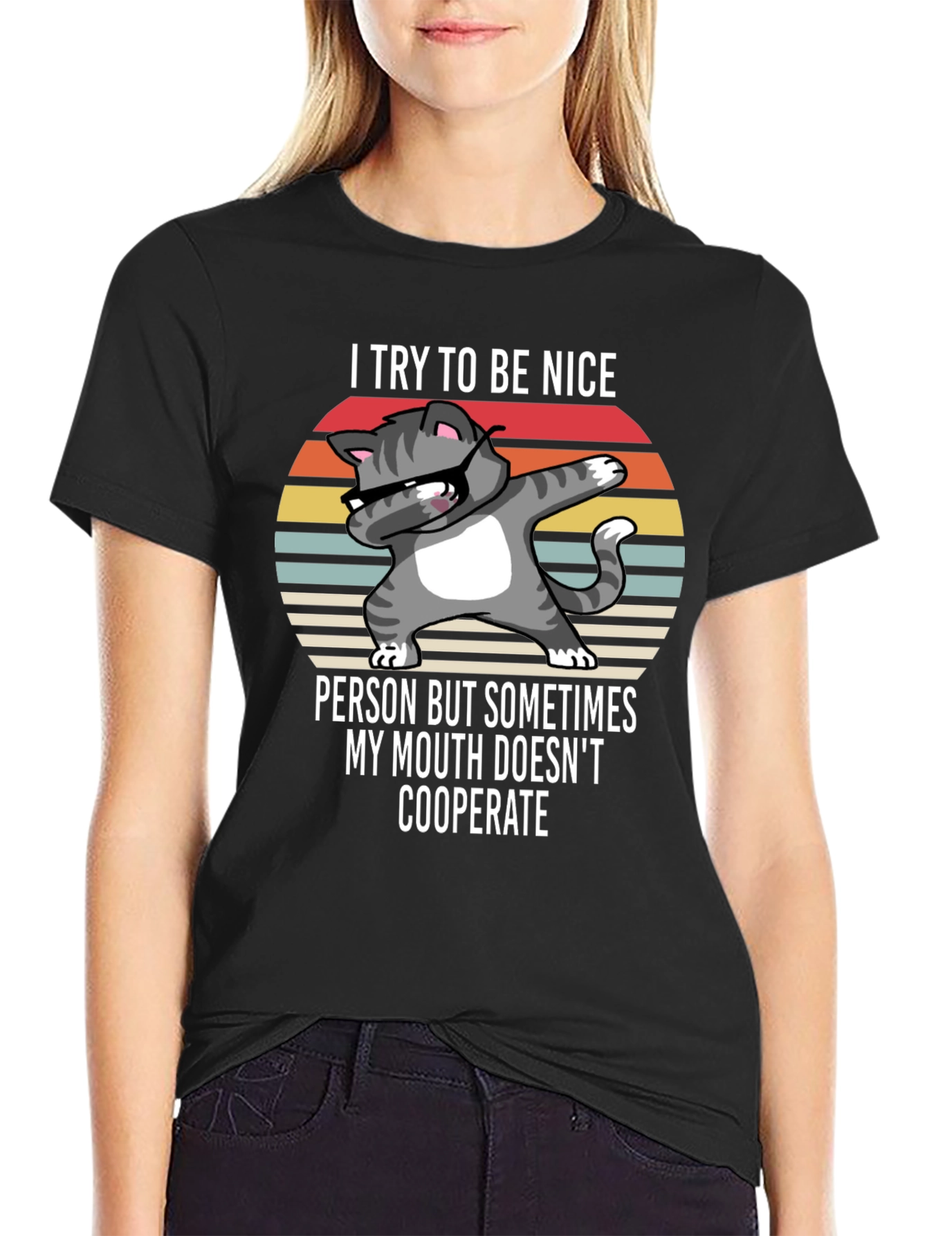 Funny Cat T-Shirt - I Try To Be Nice