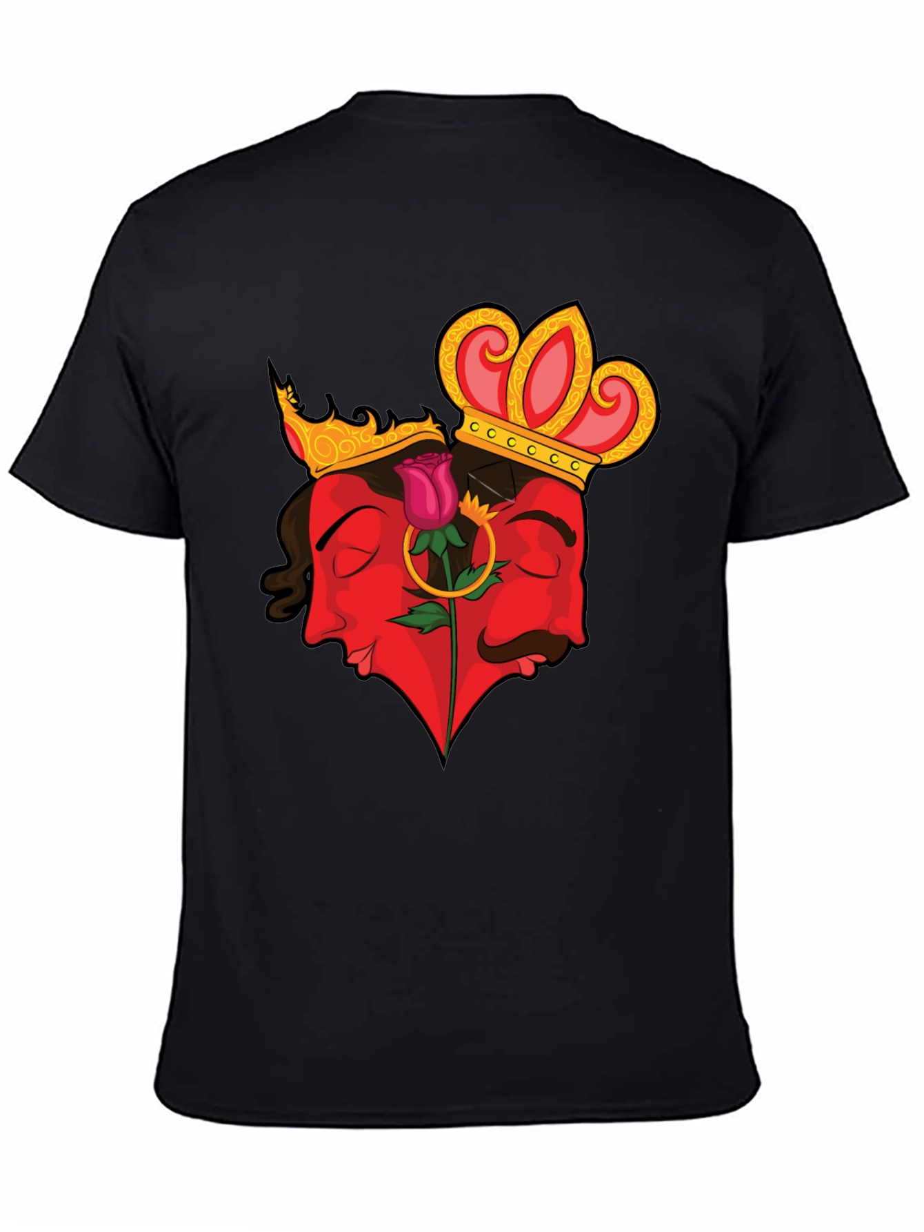 King & Queen Rose Heart Graphic Tee - Black