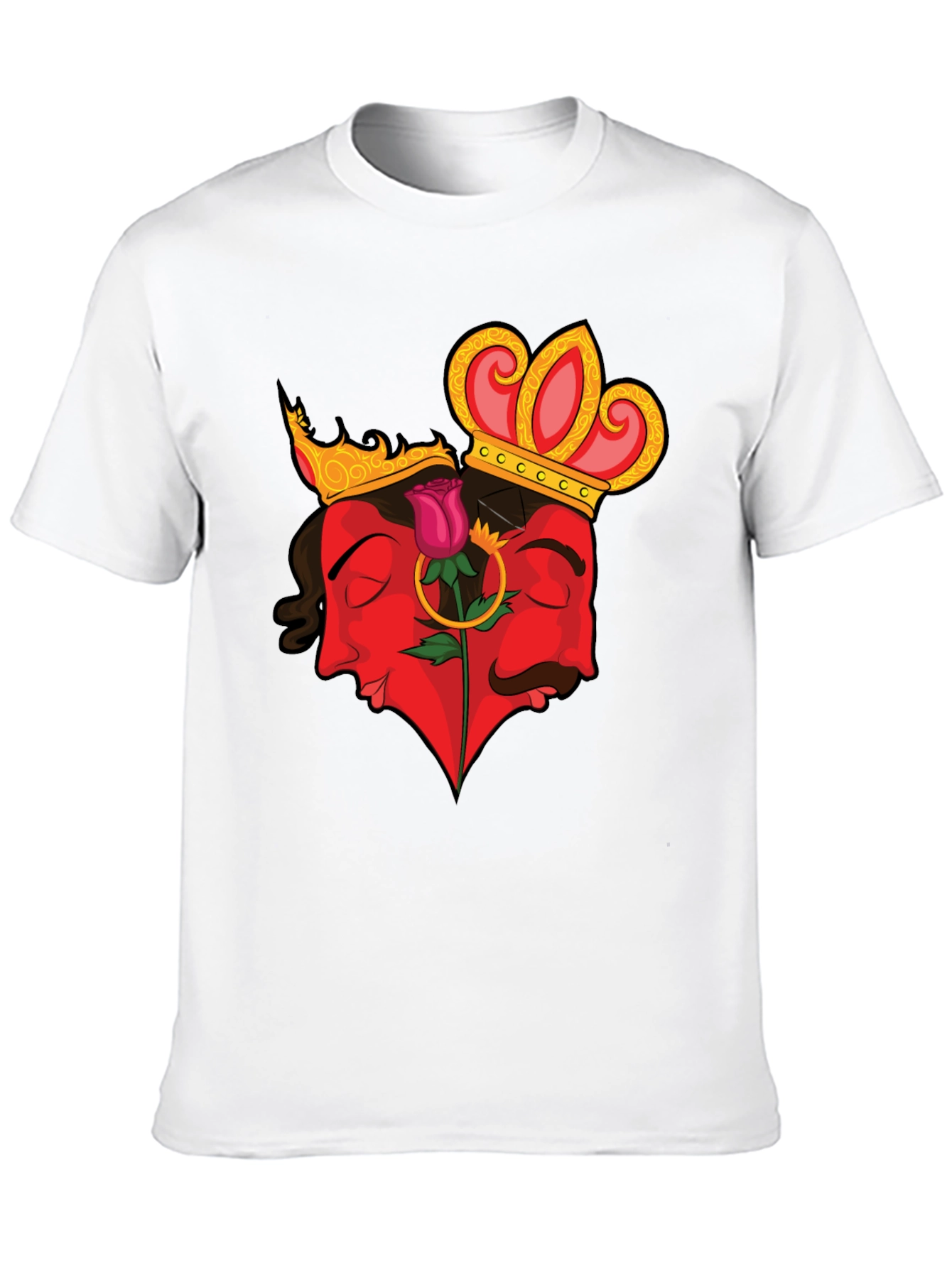 King & Queen Rose Heart Graphic Tee - Black