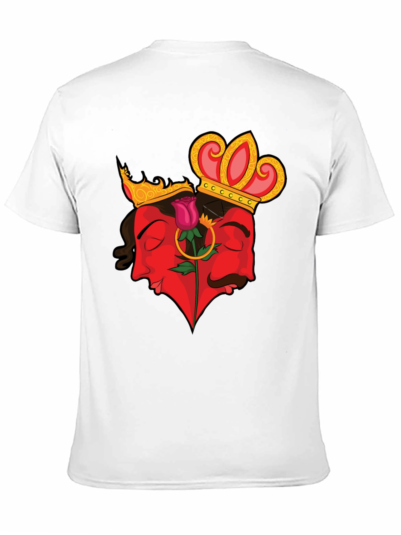 King & Queen Rose Heart Graphic Tee - Black
