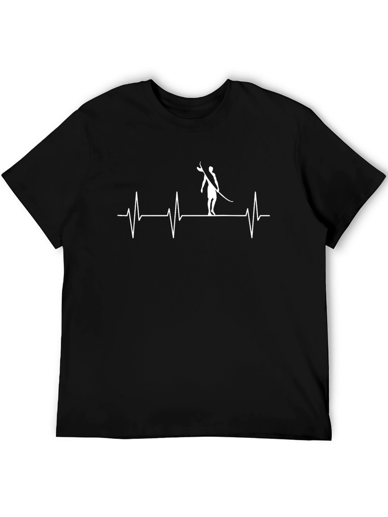 Surfer Heartbeat T-Shirt - Black Cotton Tee