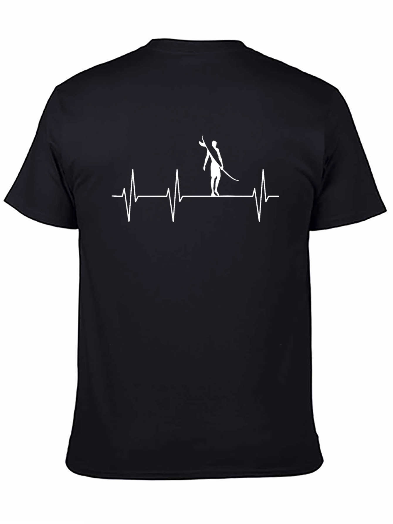 Surfer Heartbeat T-Shirt - Black Cotton Tee