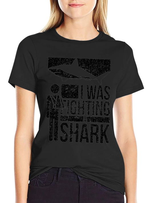Shark Attack Funny Broken Arm Graphic Tee