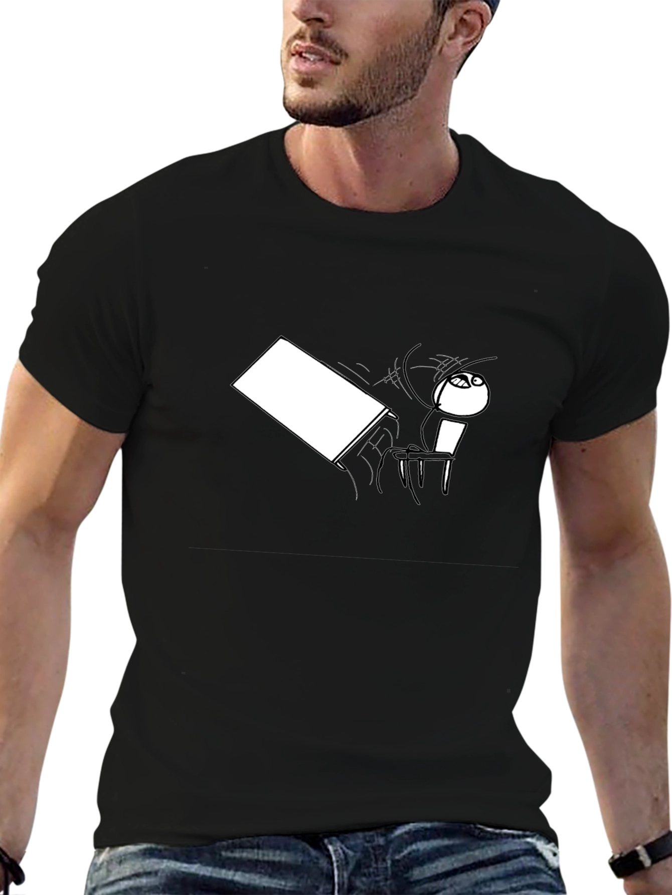 Humorous Meme Graphic Print Black T-Shirt