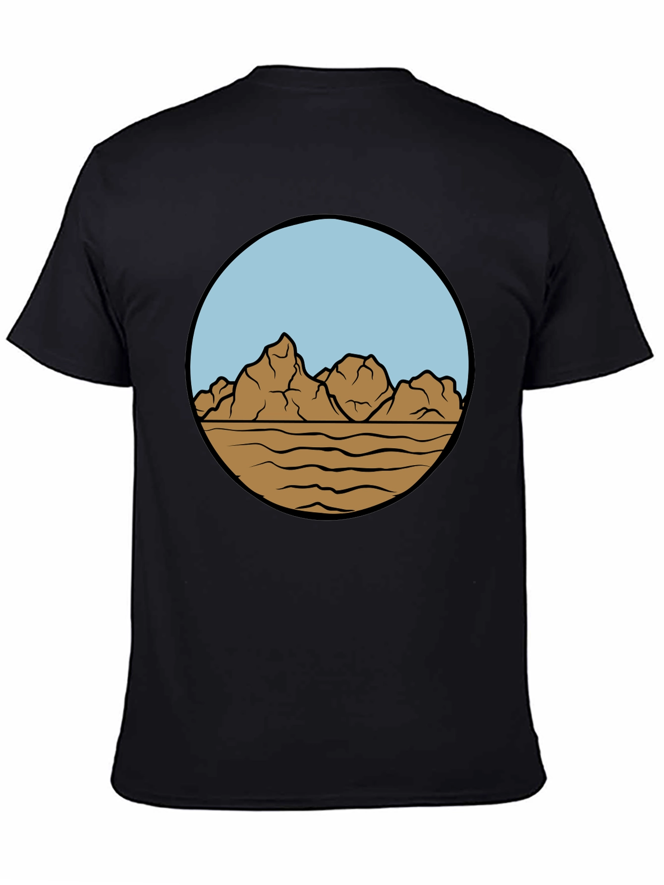Mountain Landscape Graphic Tee - Stylish Black Cotton T-Shirt
