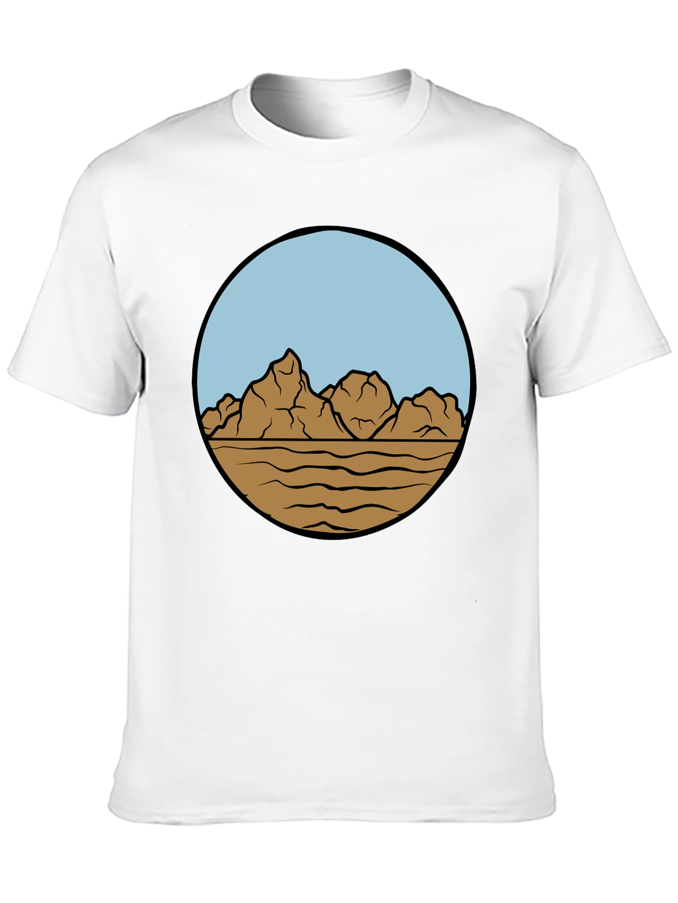 Mountain Landscape Graphic Tee - Stylish Black Cotton T-Shirt
