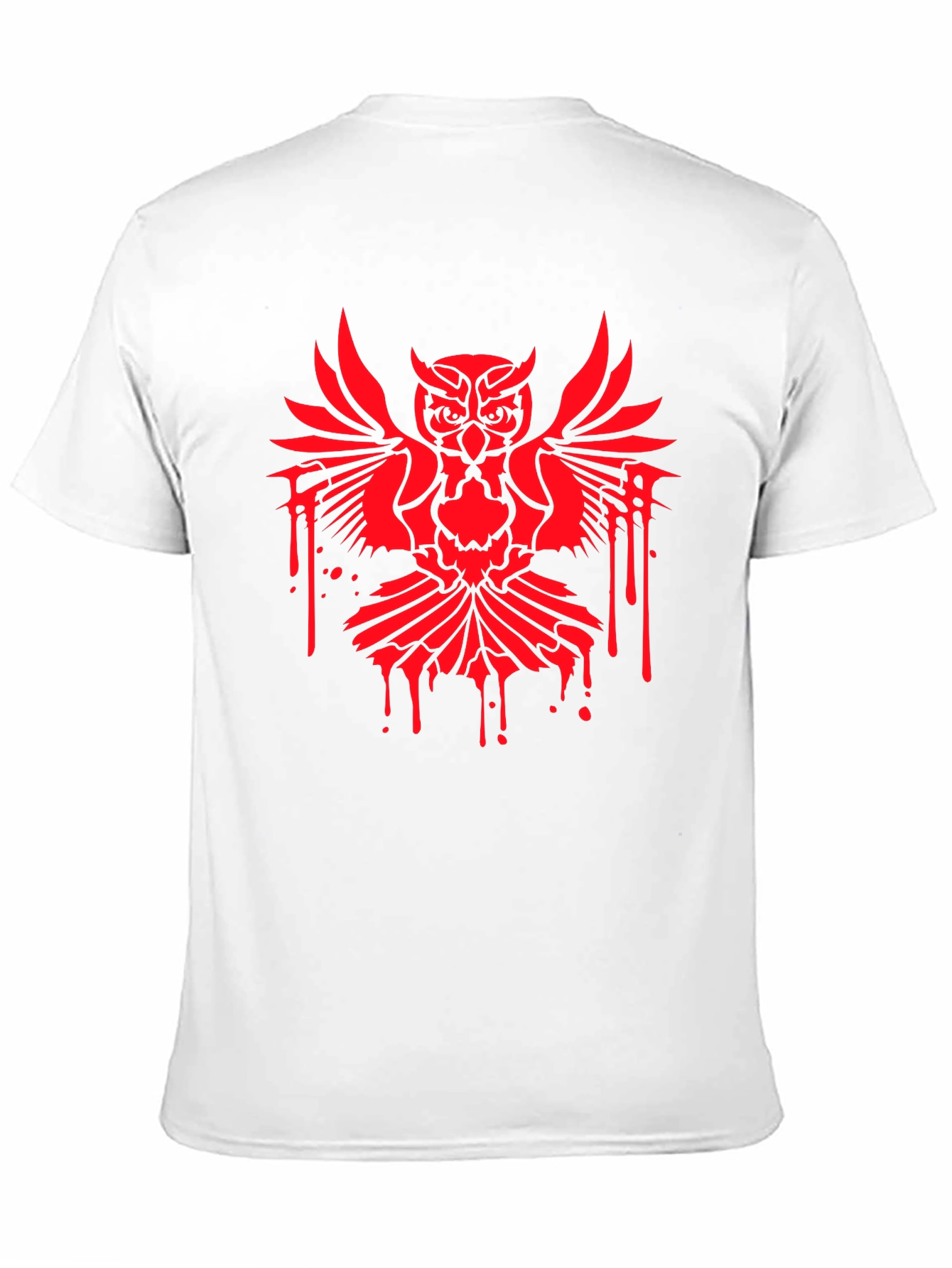 Mens Black T-Shirt with Red Owl Graphic